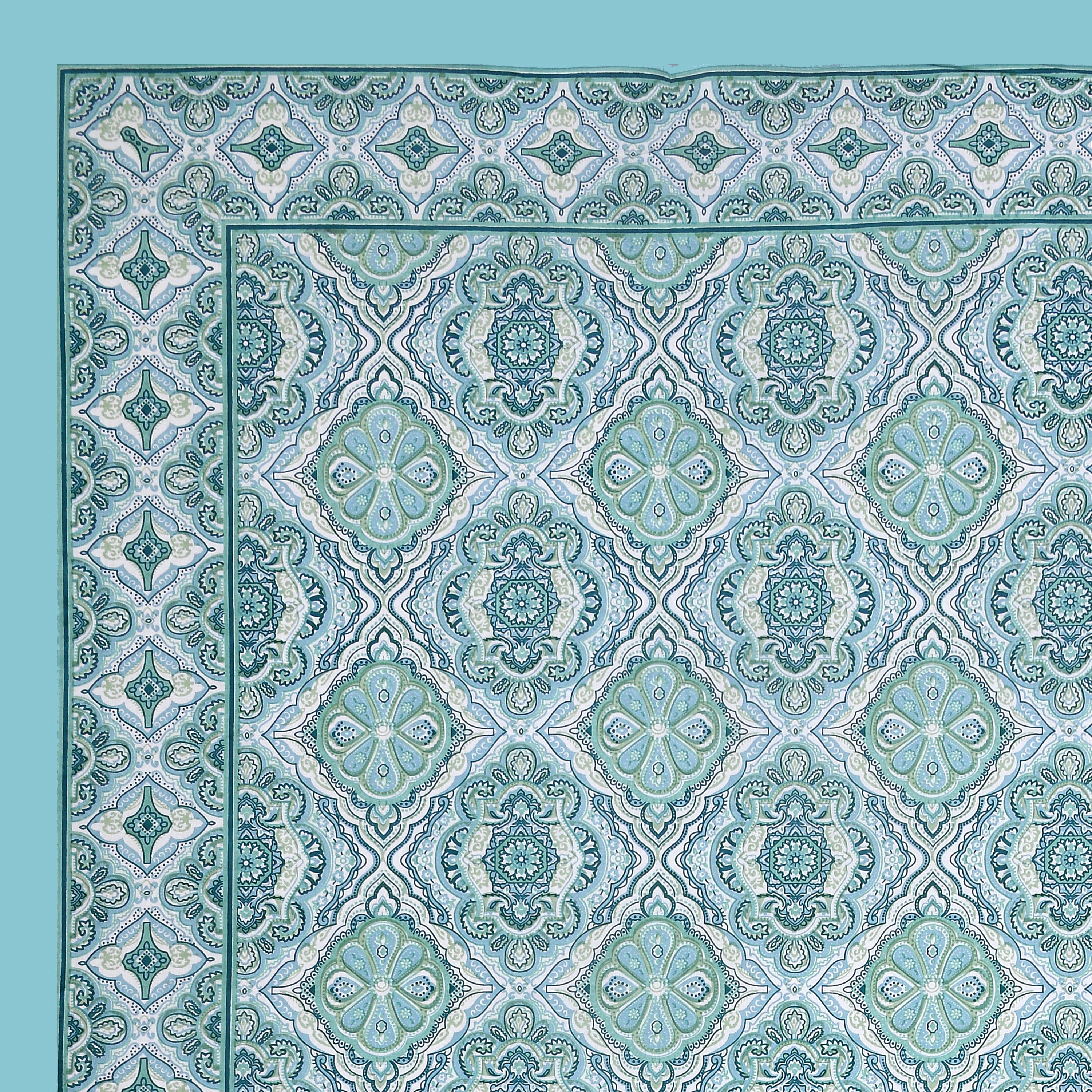 Eklavya Ikat Collection 95x108 Double Bedsheet with Geometric Floral Diamond Patterns & Pillow Covers