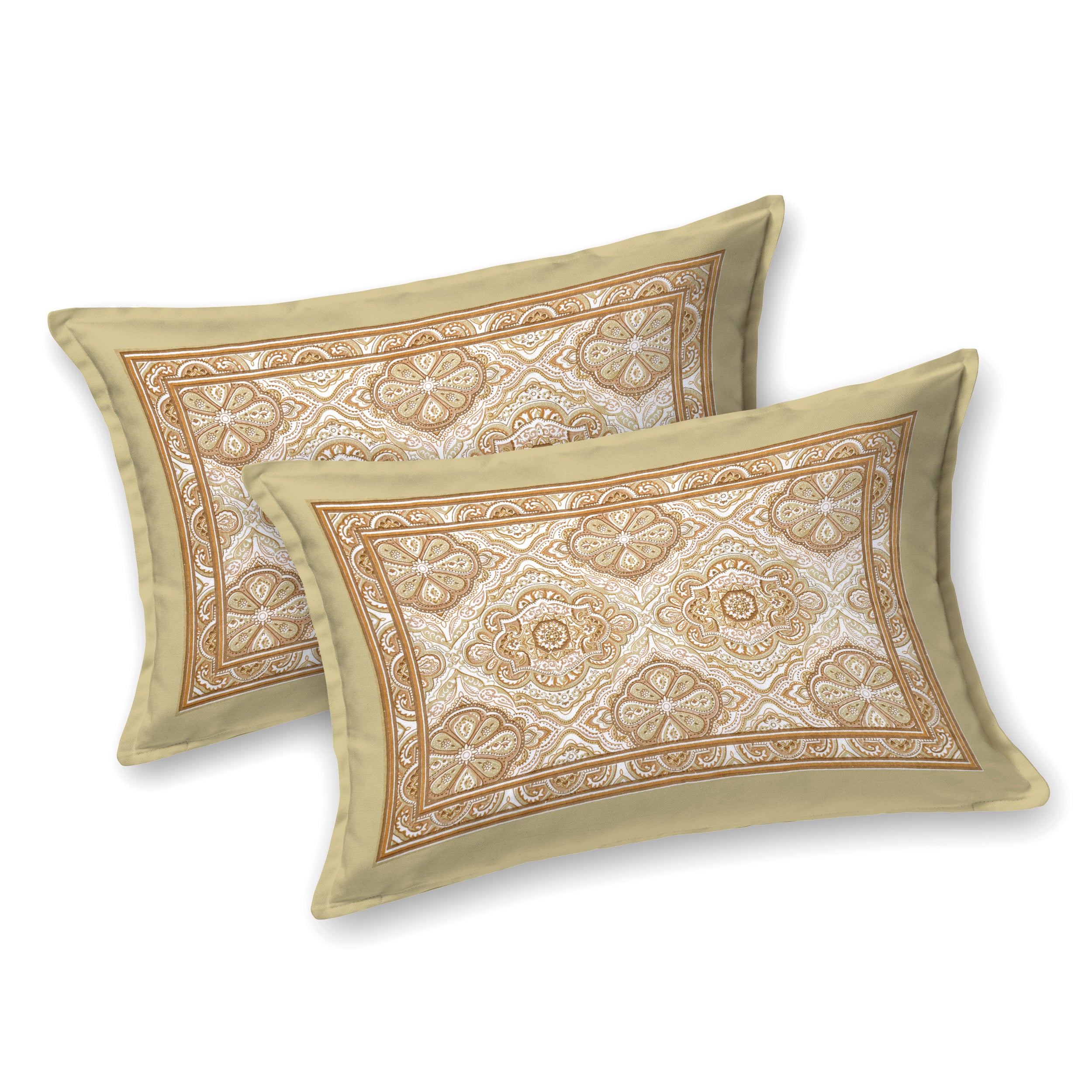 Eklavya Ikat Collection 95x108 Double Bedsheet with Geometric Floral Diamond Patterns & Pillow Covers