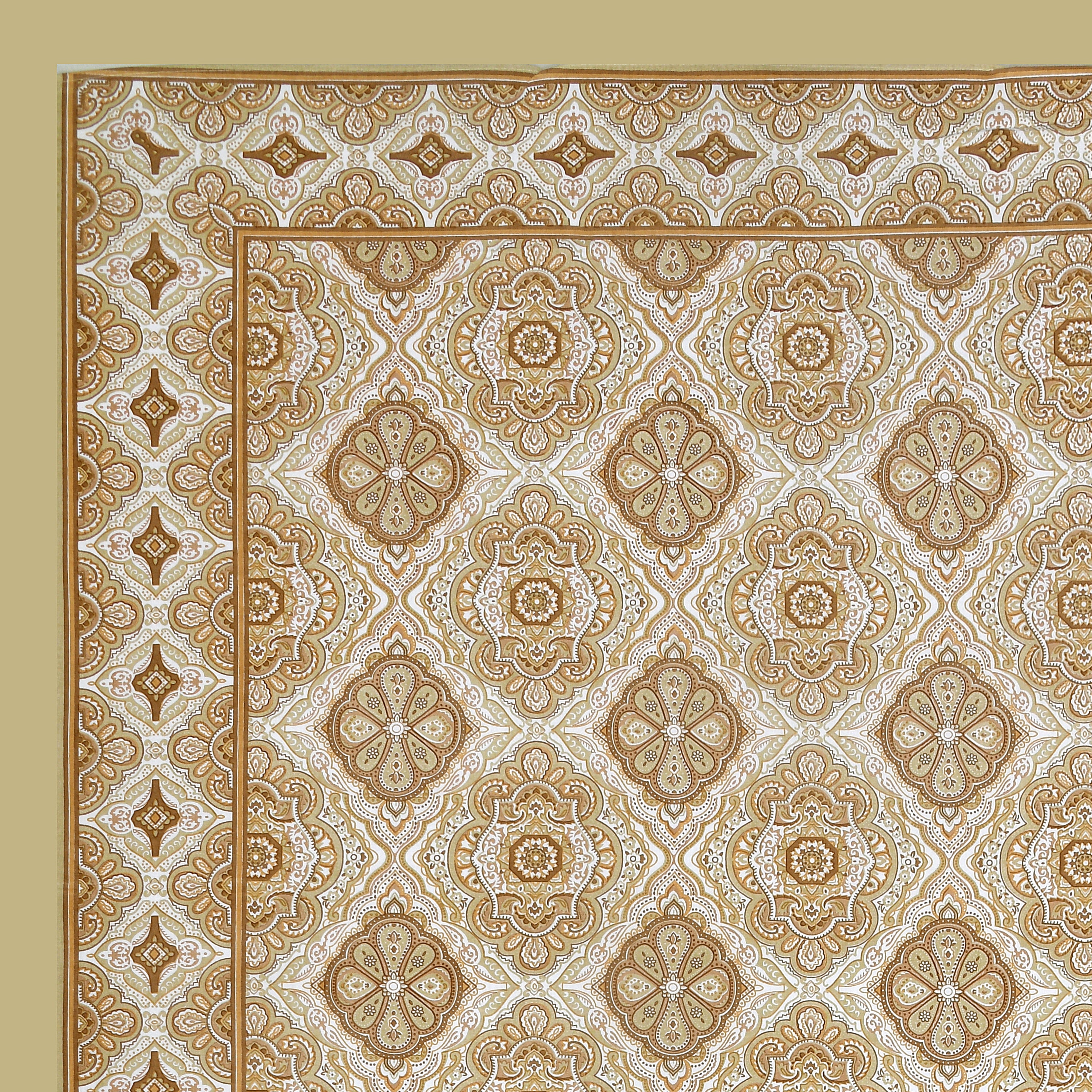 Eklavya Ikat Collection 95x108 Double Bedsheet with Geometric Floral Diamond Patterns & Pillow Covers