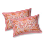 Eklavya Ikat Collection 95x108 Double Bedsheet with Geometric Floral Diamond Patterns & Pillow Covers