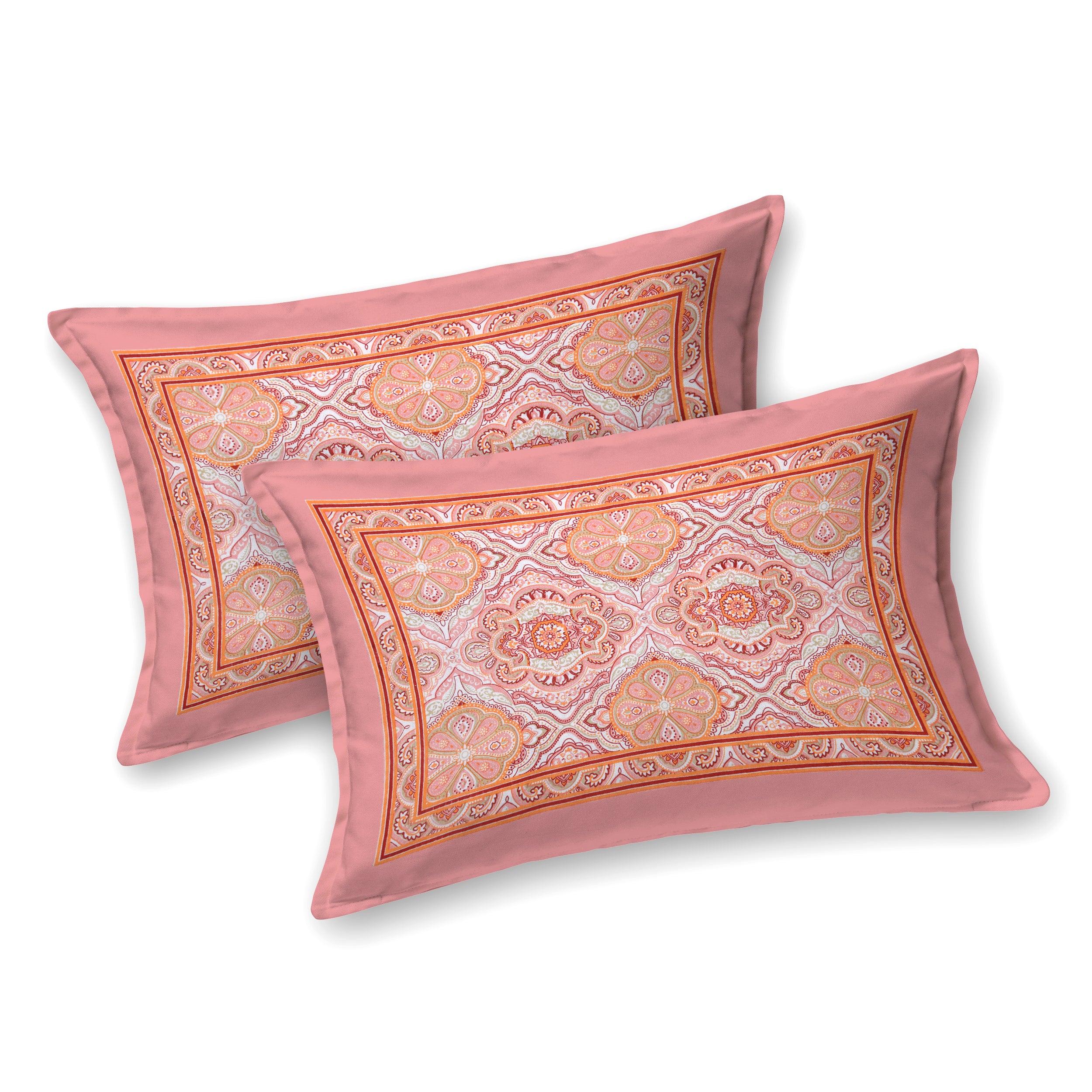 Eklavya Ikat Collection 95x108 Double Bedsheet with Geometric Floral Diamond Patterns & Pillow Covers