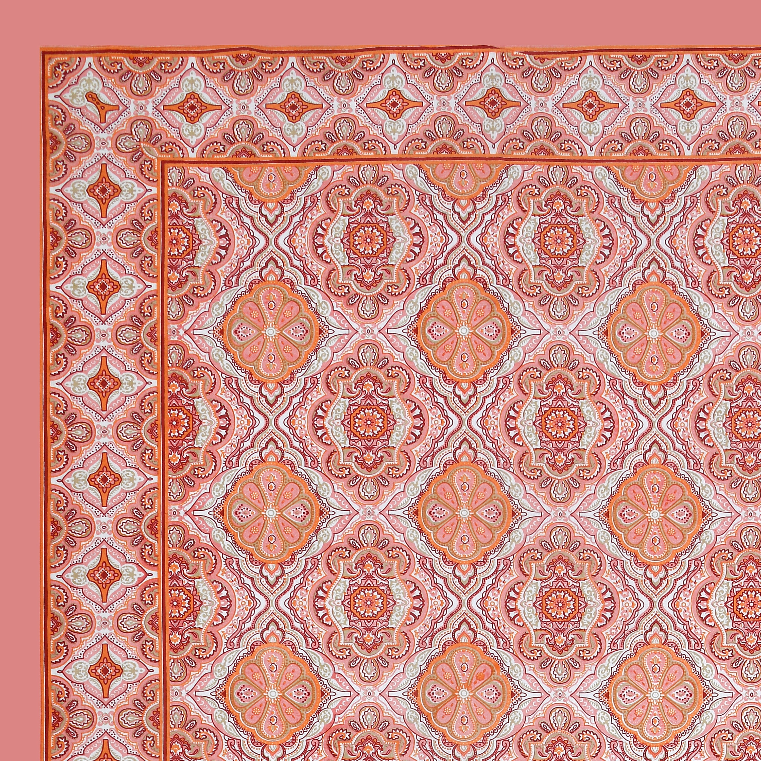 Eklavya Ikat Collection 95x108 Double Bedsheet with Geometric Floral Diamond Patterns & Pillow Covers