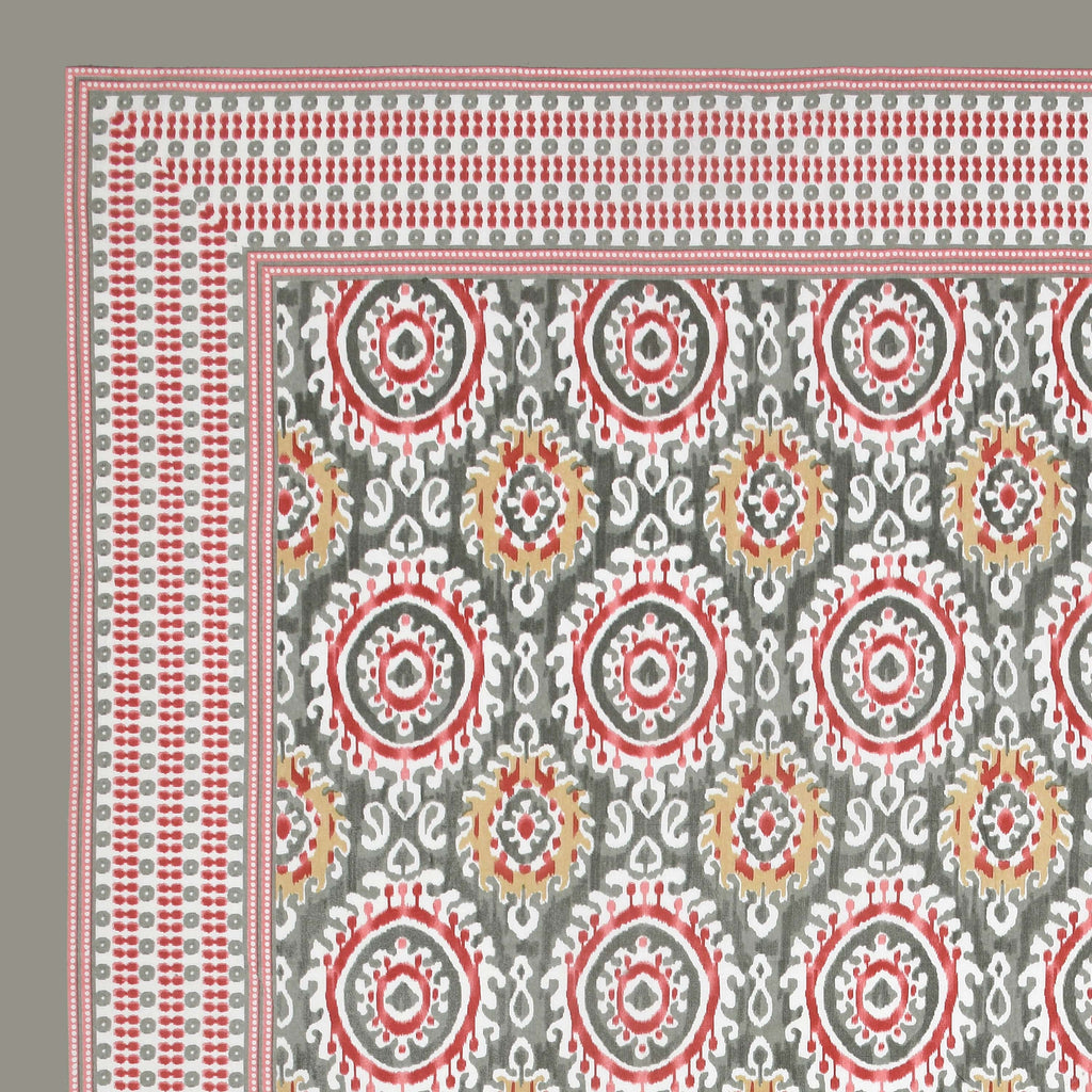 Eklavya Ikat Collection 95x108 Double Bedsheet with Traditional Circular Ikat Motifs & Matching Pillow Covers