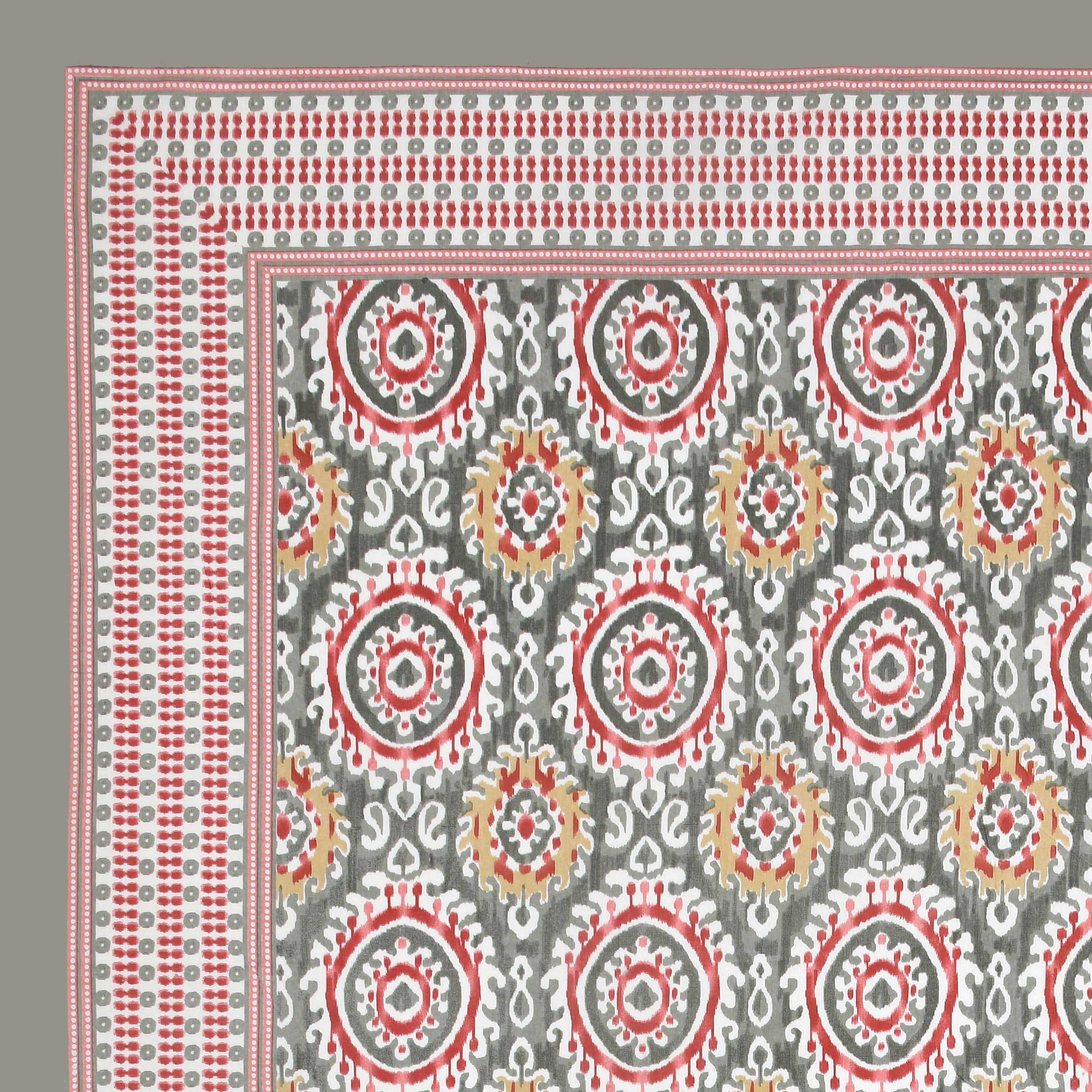 Eklavya Ikat Collection 95x108 Double Bedsheet with Traditional Circular Ikat Motifs & Matching Pillow Covers