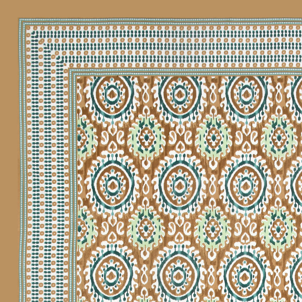 Eklavya Ikat Collection 95x108 Double Bedsheet with Traditional Circular Ikat Motifs & Matching Pillow Covers