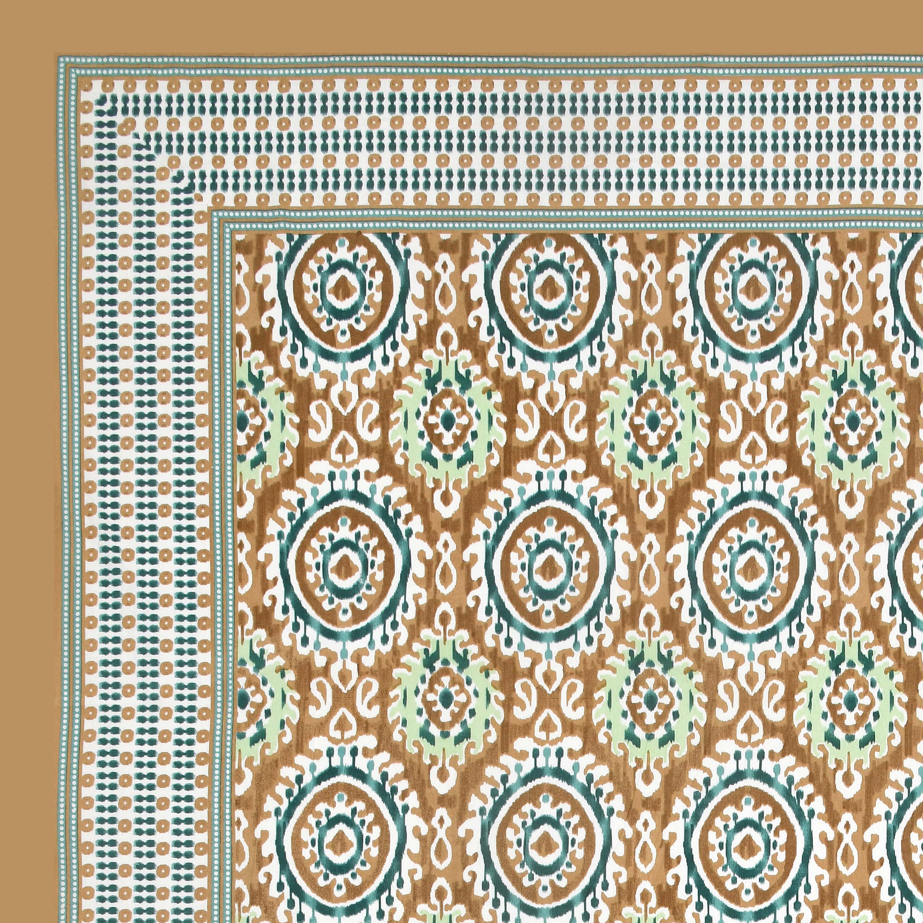 Eklavya Ikat Collection 95x108 Double Bedsheet with Traditional Circular Ikat Motifs & Matching Pillow Covers