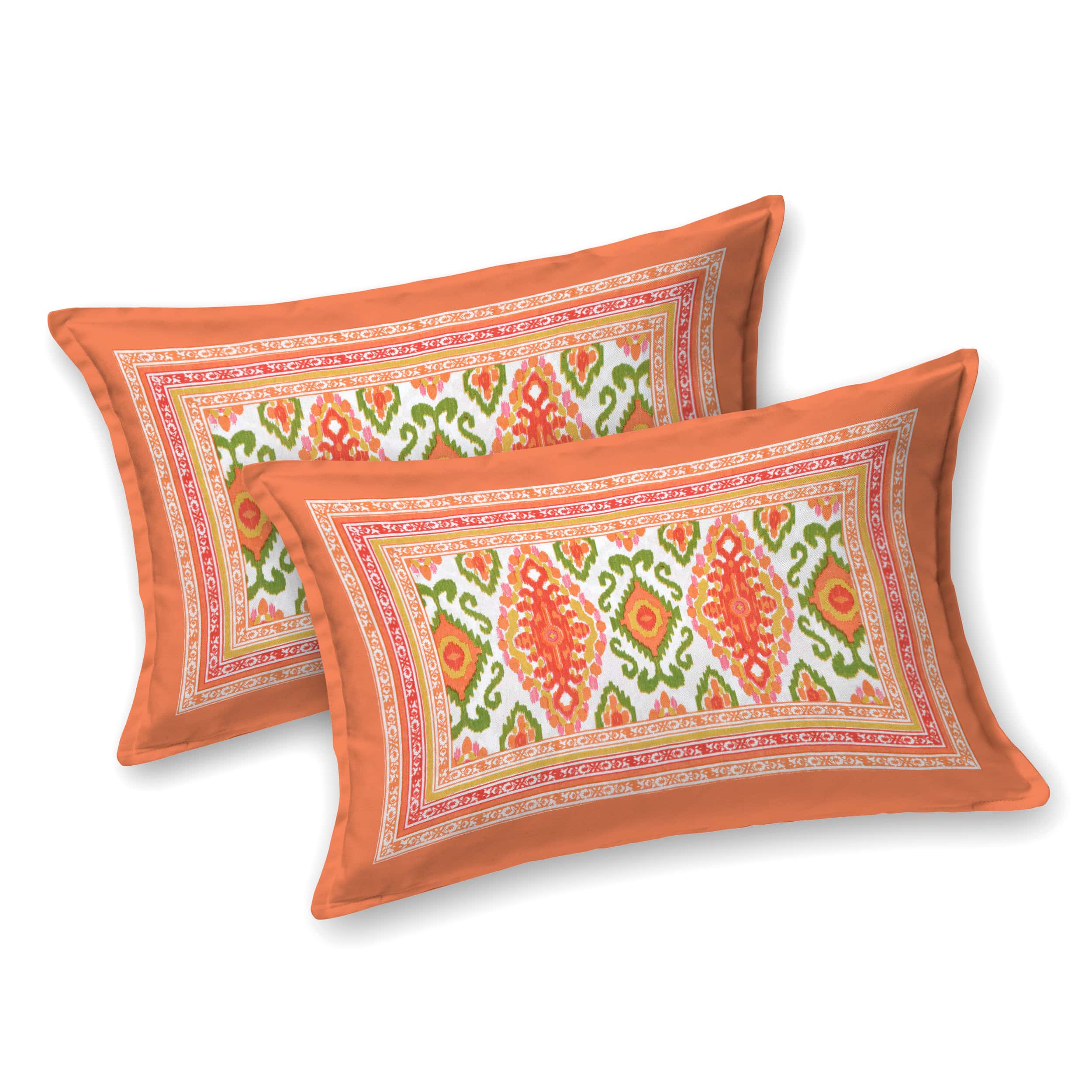 Eklavya Ikat Collection 95x108 Double Bedsheet with Heritage Paisley Ikat Motifs & Matching Pillow Covers