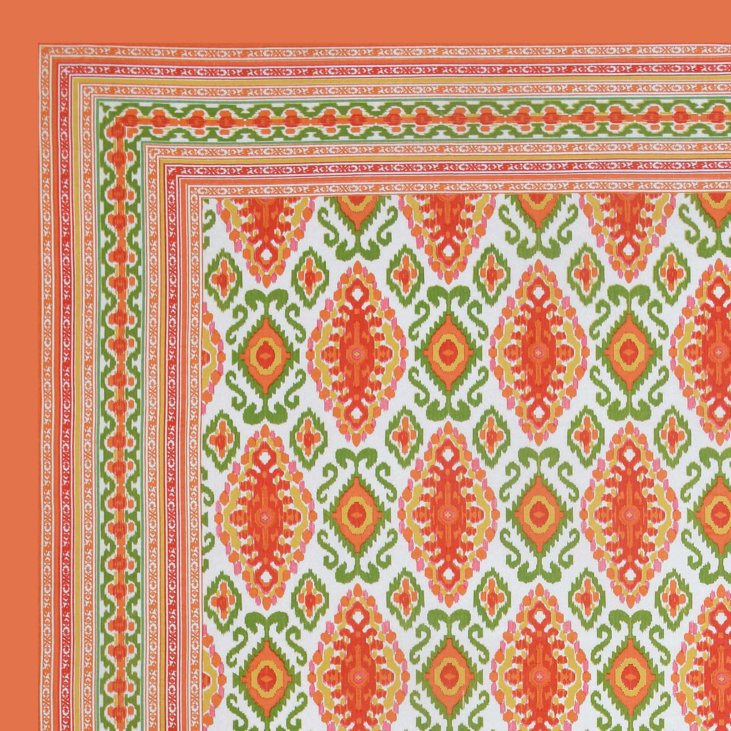 Eklavya Ikat Collection 95x108 Double Bedsheet with Heritage Paisley Ikat Motifs & Matching Pillow Covers