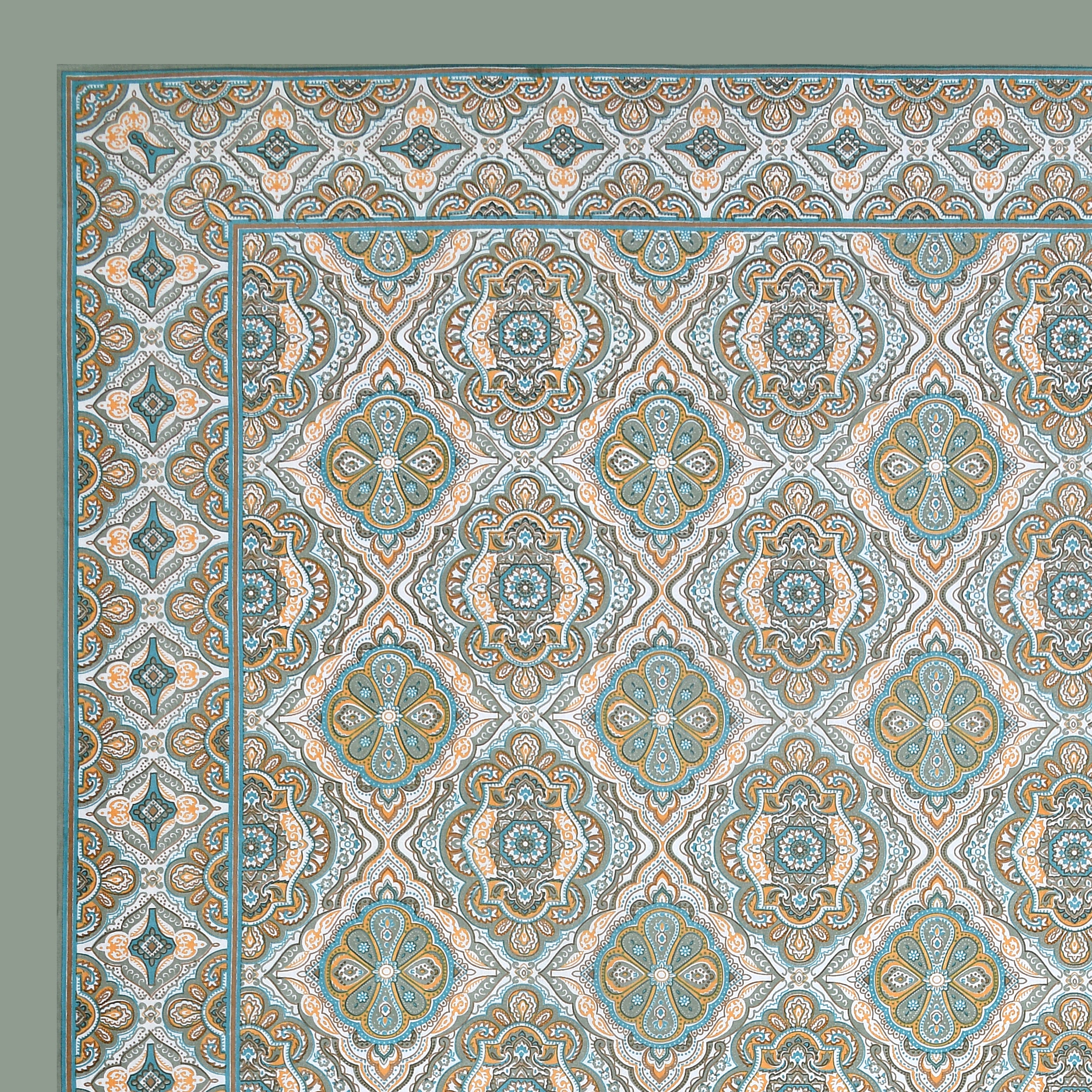 Eklavya Ikat Collection 95x108 Double Bedsheet with Geometric Floral Diamond Patterns & Pillow Covers