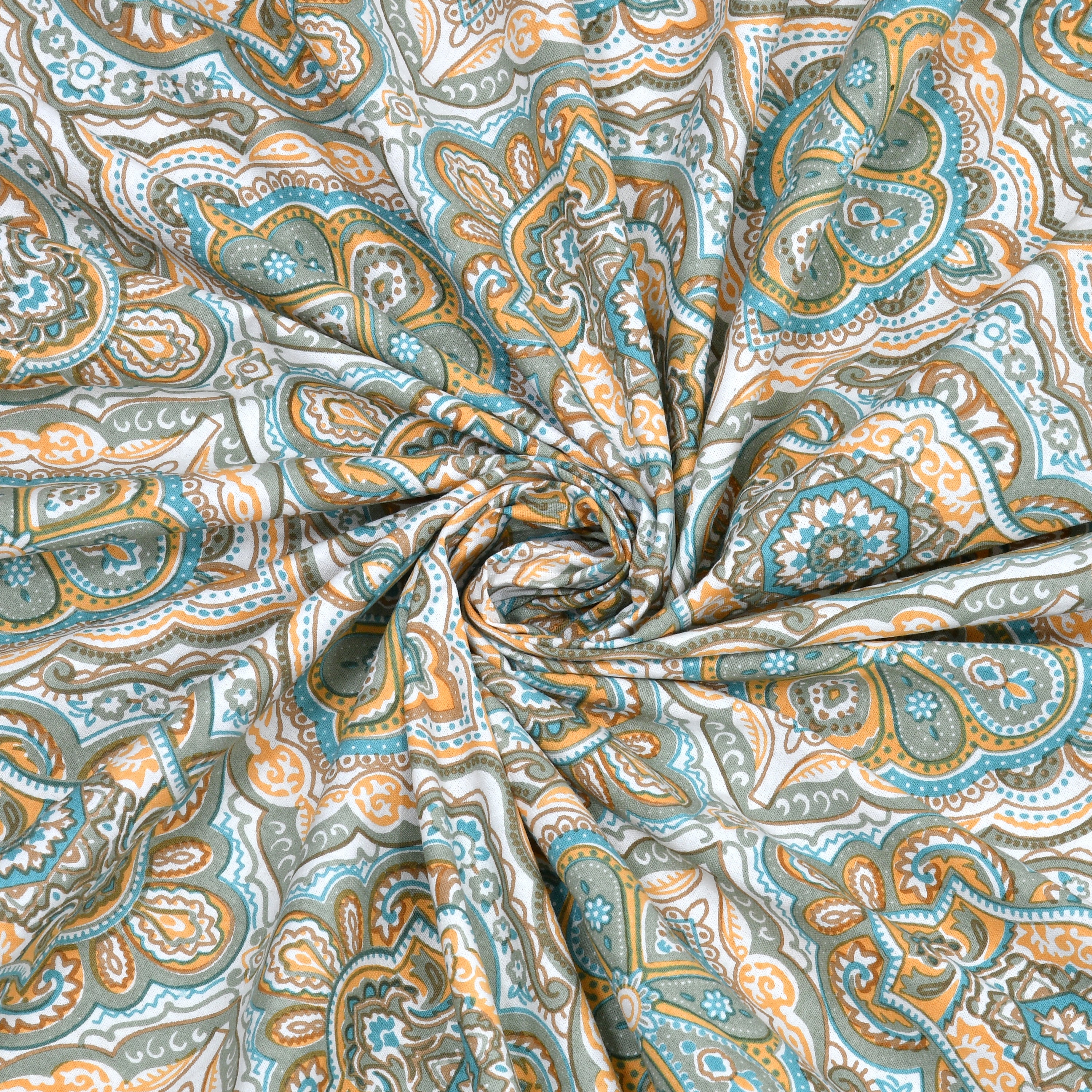 Eklavya Ikat Collection 95x108 Double Bedsheet with Geometric Floral Diamond Patterns & Pillow Covers