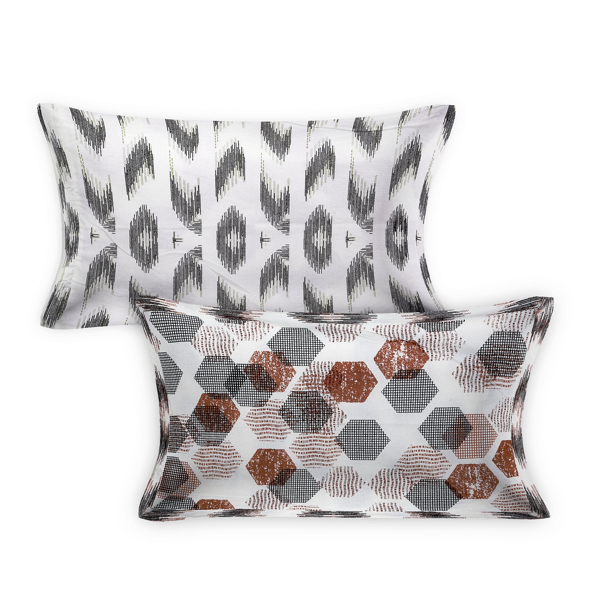 Geometrical Print Cotton Bedsheet Set | 100% Cotton | 70x100 Inches with 2 Pillow Covers