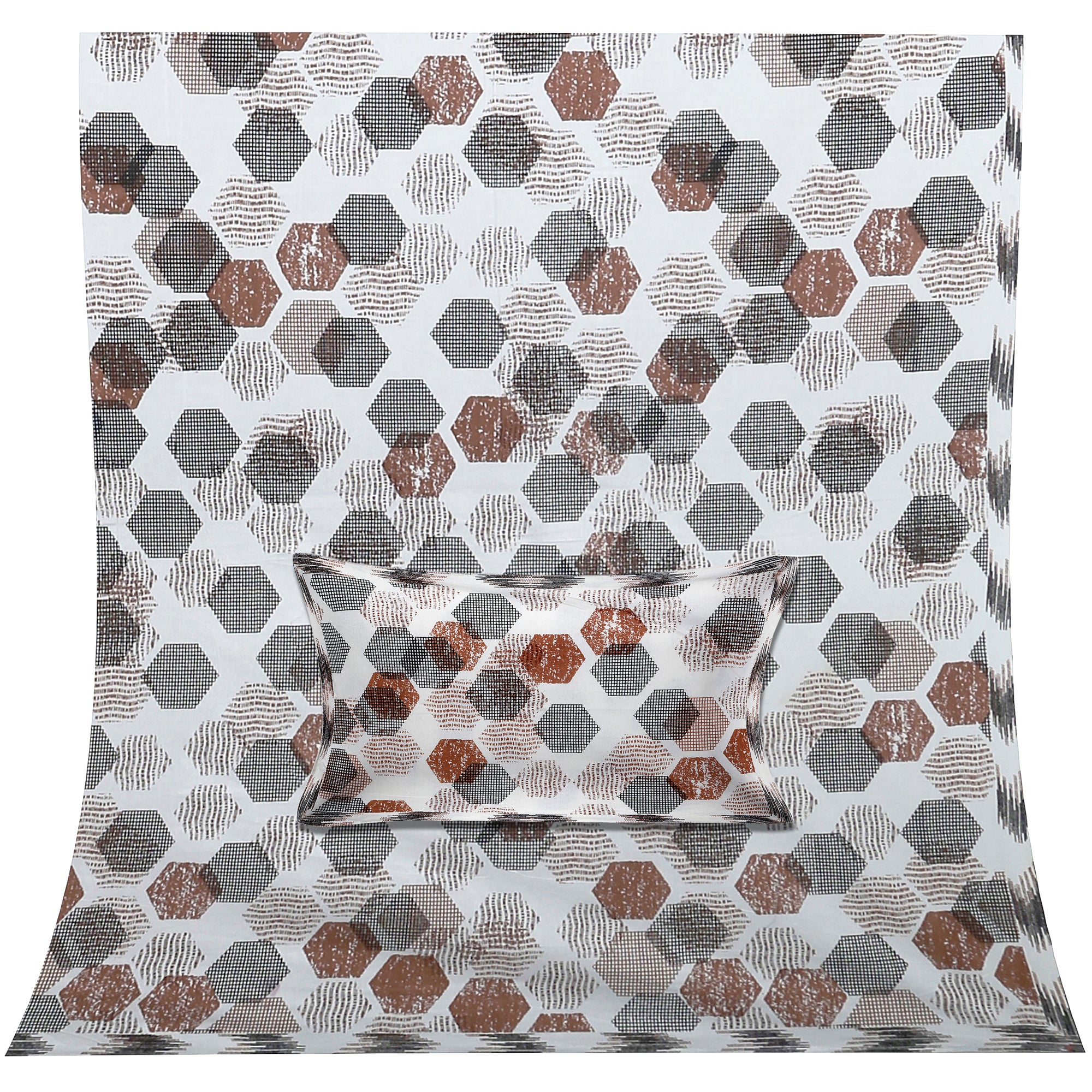 Geometrical Print Cotton Bedsheet Set | 100% Cotton | 70x100 Inches with 2 Pillow Covers