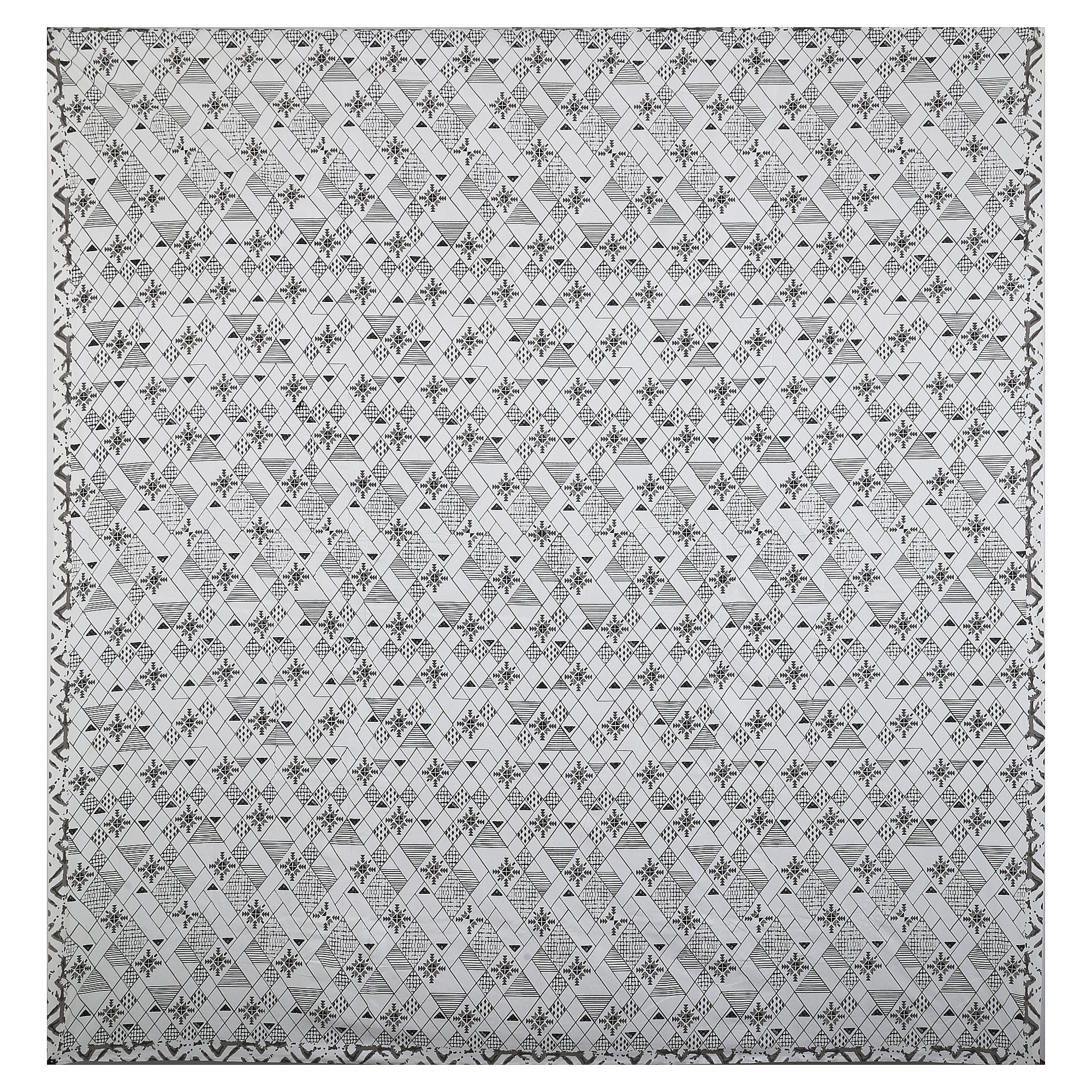 Premium Geometric Design Single Cotton Bedsheet Set | 70x100 Inches | 100% Cotton with 2 Pillow Covers