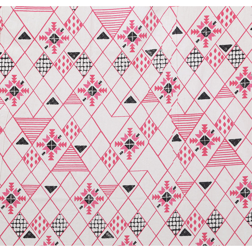 Premium Geometric Design Single Cotton Bedsheet Set | 70x100 Inches | 100% Cotton with 2 Pillow Covers