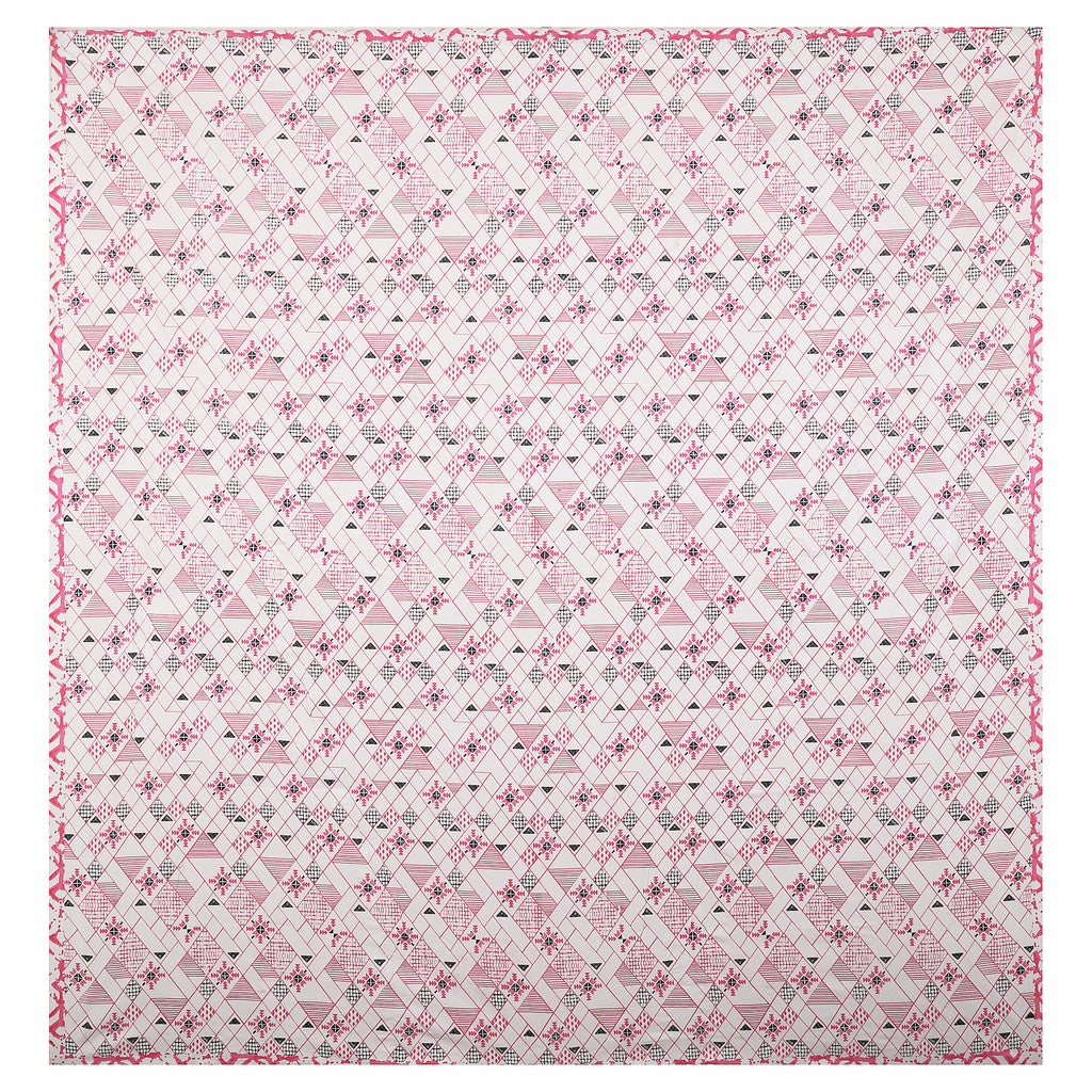 Premium Geometric Design Single Cotton Bedsheet Set | 70x100 Inches | 100% Cotton with 2 Pillow Covers