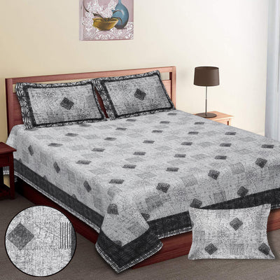 Luxury 100% Cotton Geometric Single Bedsheet Set | 70x100 Inches | Soft & Breathable with 2 Pillow Covers