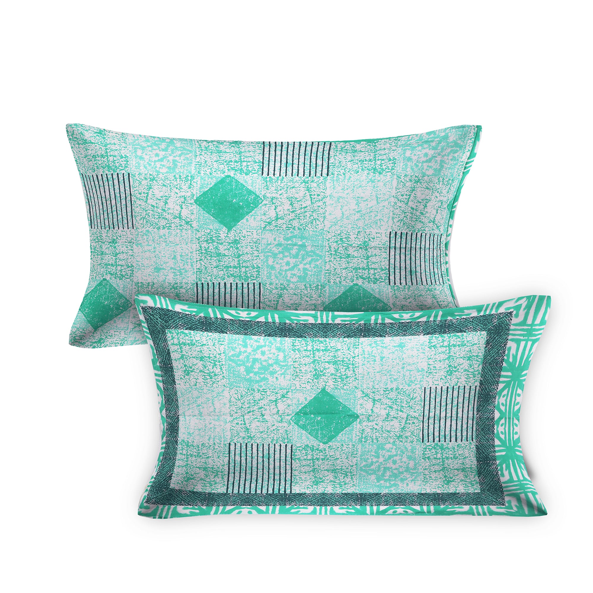 Luxury 100% Cotton Geometric Single Bedsheet Set | 70x100 Inches | Soft & Breathable with 2 Pillow Covers