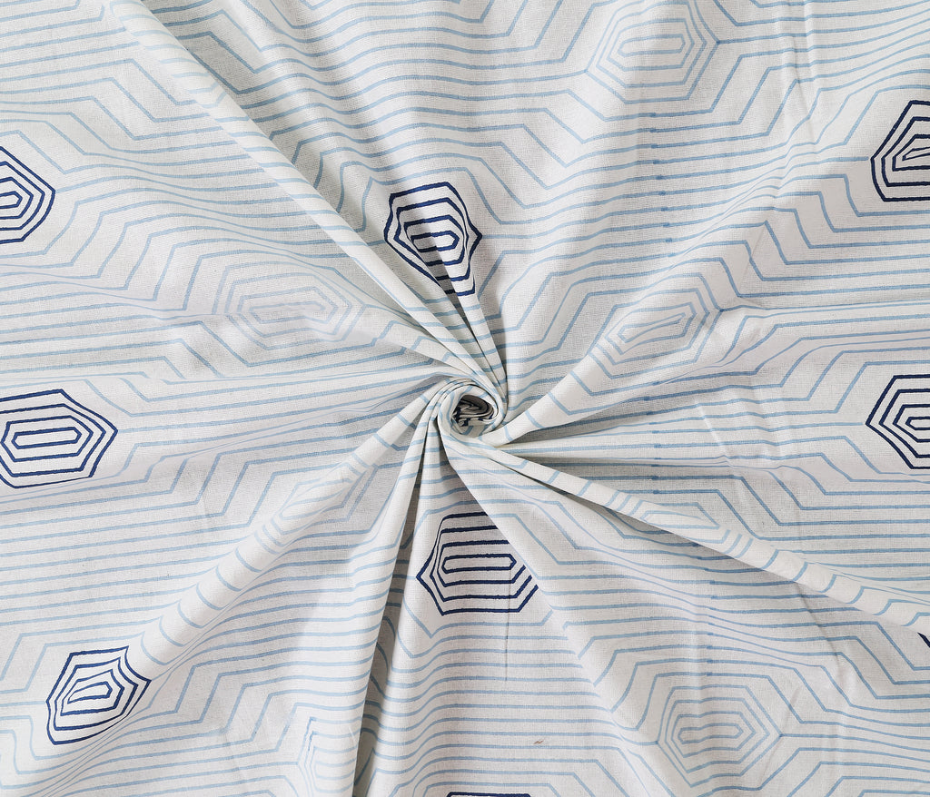 Soft Cotton Geometric Single Bedsheet with 2 Pillow Covers | 70x100