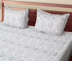 Soft Cotton Geometric Single Bedsheet with 2 Pillow Covers | 70x100