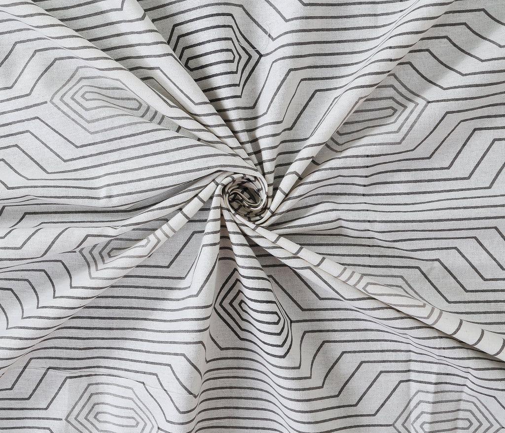 Soft Cotton Geometric Single Bedsheet with 2 Pillow Covers | 70x100