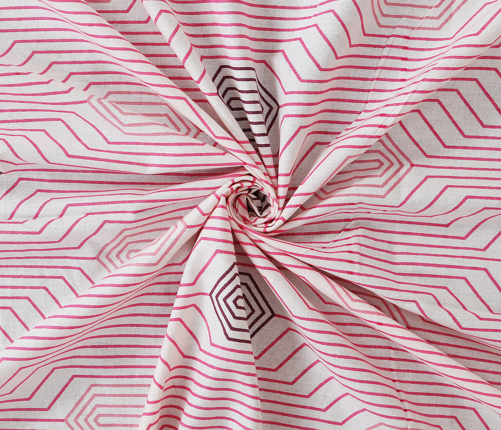Soft Cotton Geometric Single Bedsheet with 2 Pillow Covers | 70x100