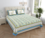 Parkota Collection 95x108 Double Bedsheet with Artistic Bird Motifs & Pillow Covers