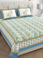 Parkota Collection 95x108 Double Bedsheet with Artistic Bird Motifs & Pillow Covers