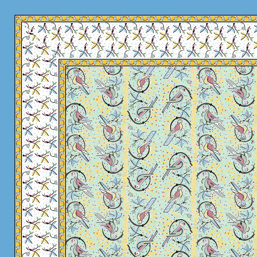 Parkota Collection 95x108 Double Bedsheet with Artistic Bird Motifs & Pillow Covers