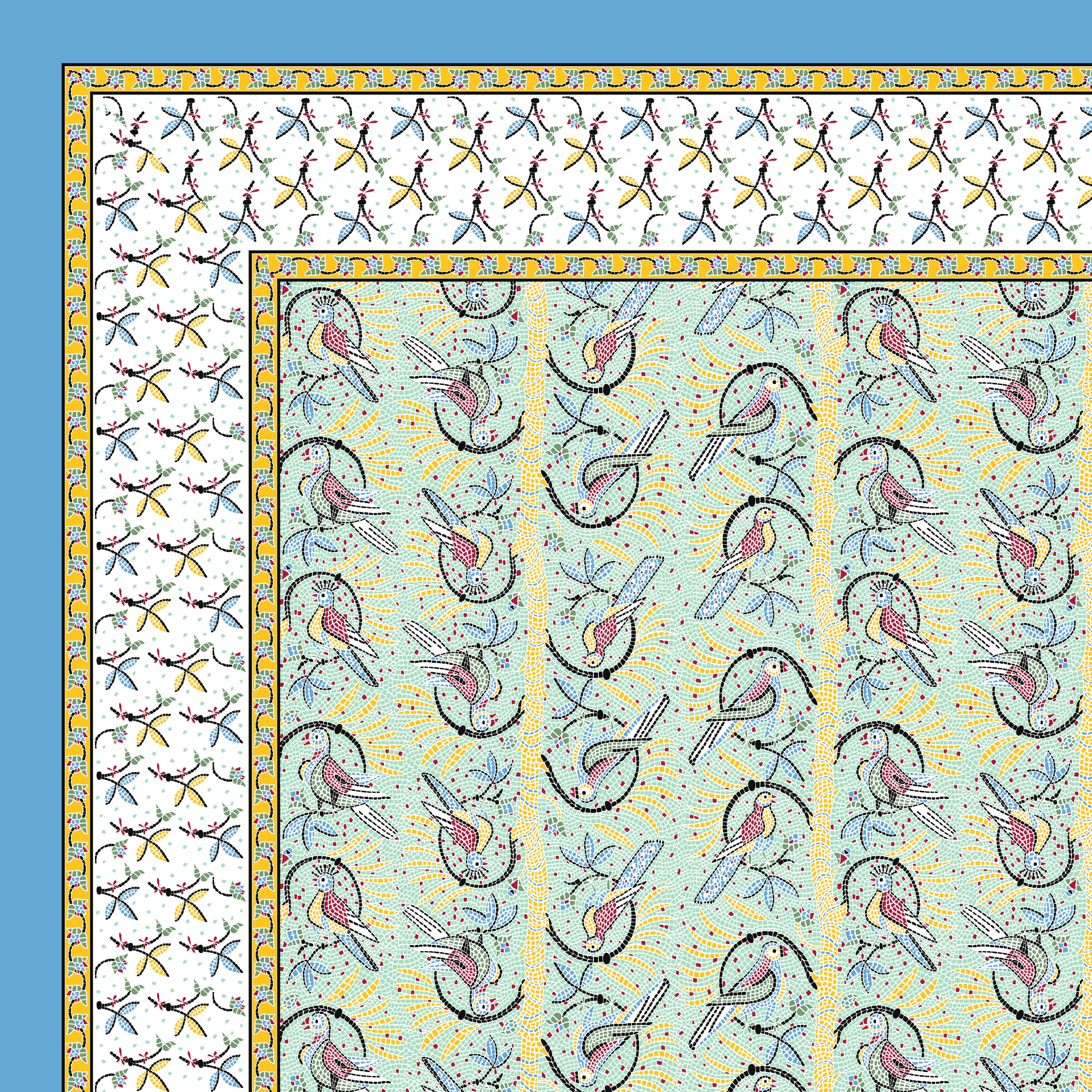 Parkota Collection 95x108 Double Bedsheet with Artistic Bird Motifs & Pillow Covers