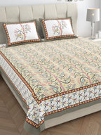 Parkota Collection 95x108 Double Bedsheet with Artistic Bird Motifs & Pillow Covers