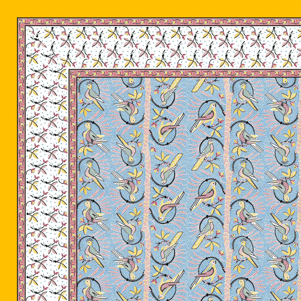 Parkota Collection 95x108 Double Bedsheet with Artistic Bird Motifs & Pillow Covers