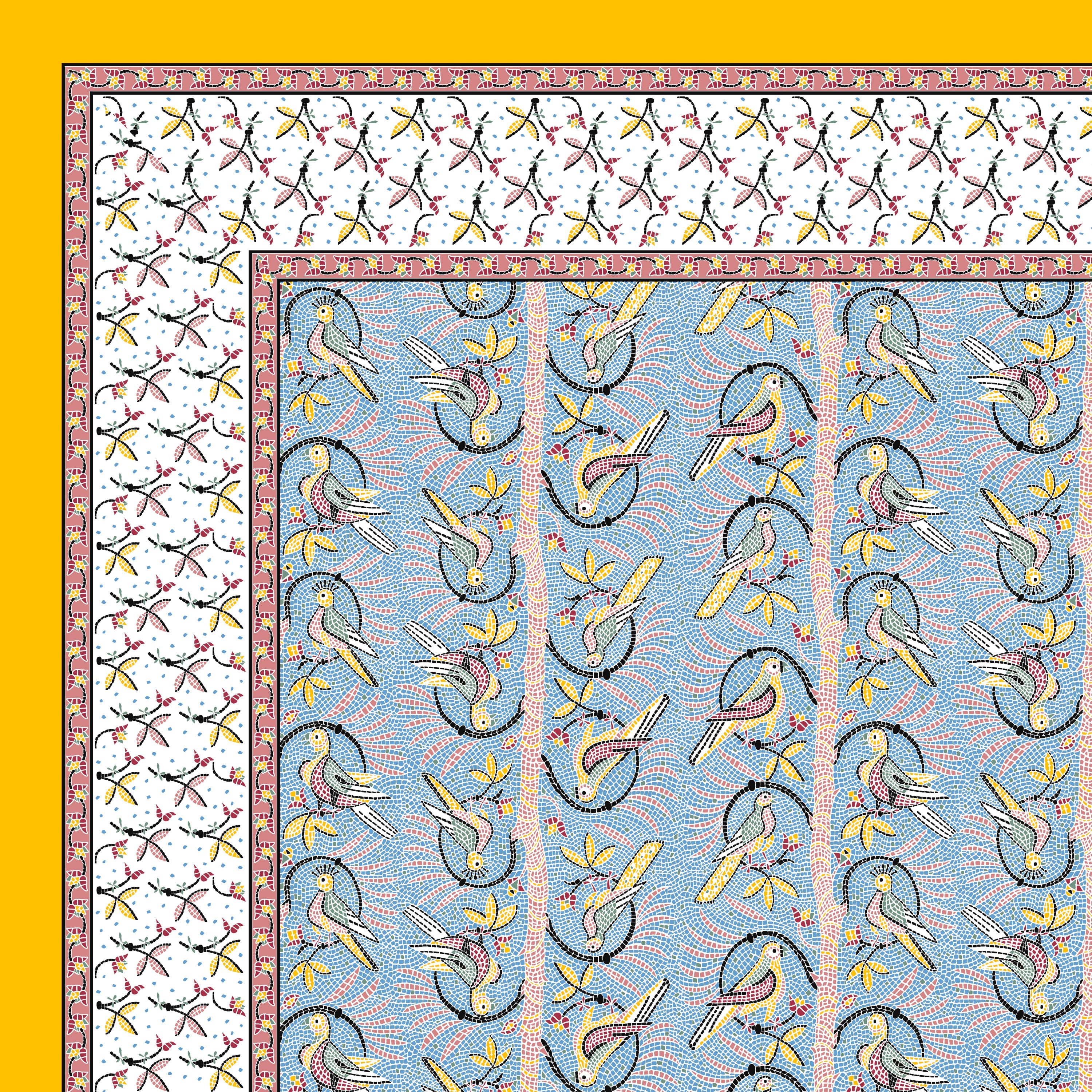 Parkota Collection 95x108 Double Bedsheet with Artistic Bird Motifs & Pillow Covers