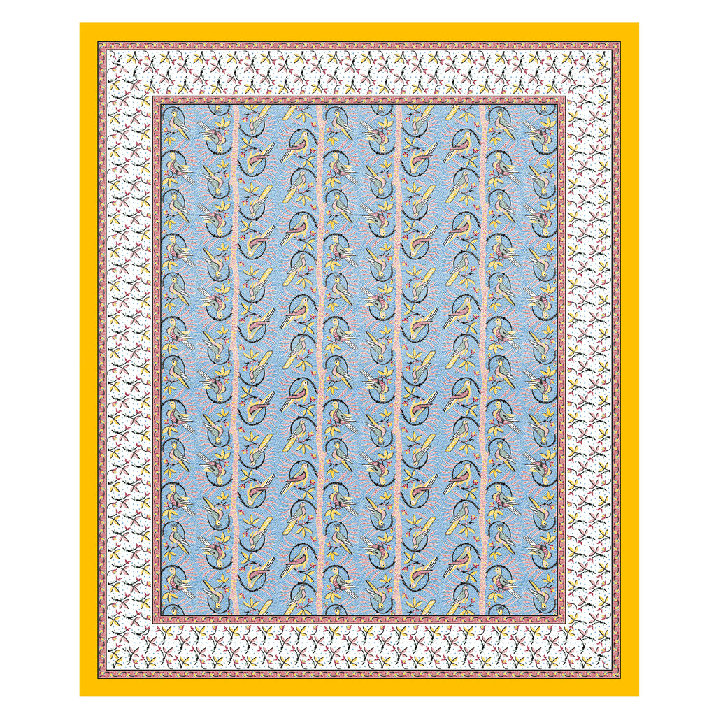Parkota Collection 95x108 Double Bedsheet with Artistic Bird Motifs & Pillow Covers