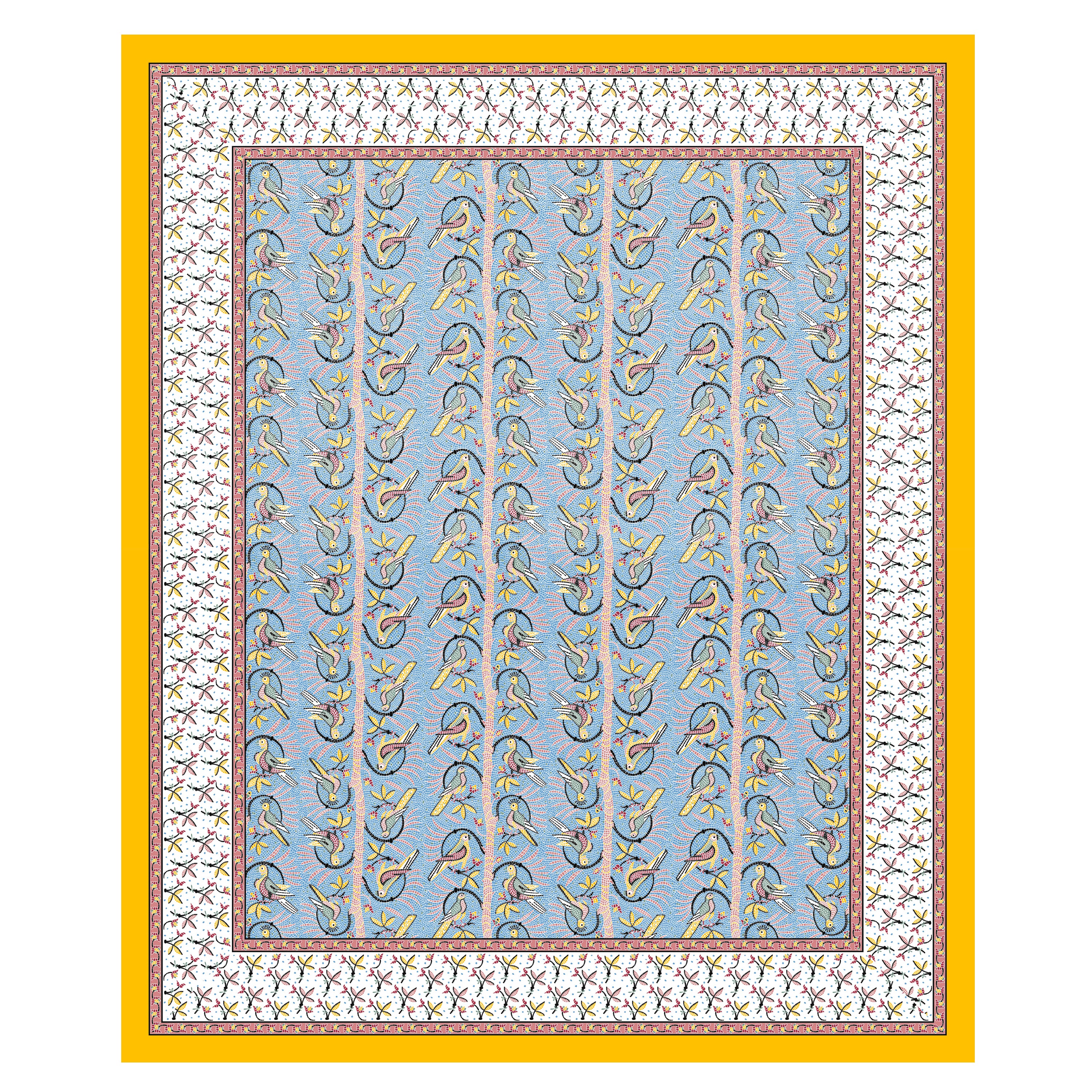 Parkota Collection 95x108 Double Bedsheet with Artistic Bird Motifs & Pillow Covers