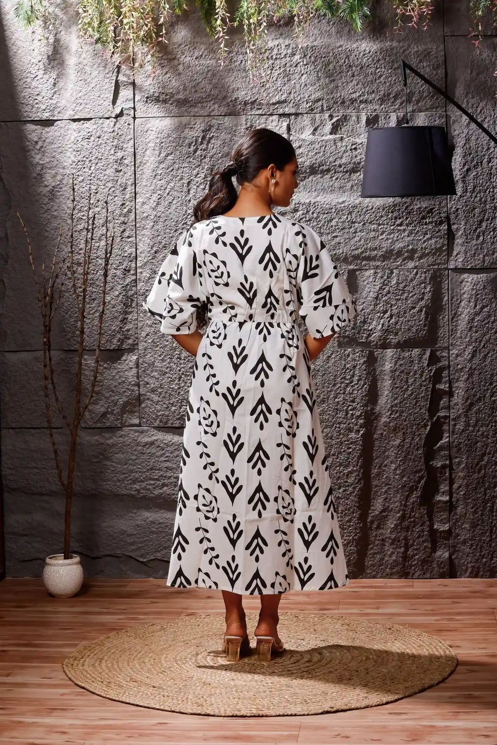 Noir Garden Cotton Dress