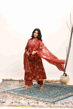 Zehra Russet Bloom Suit Set