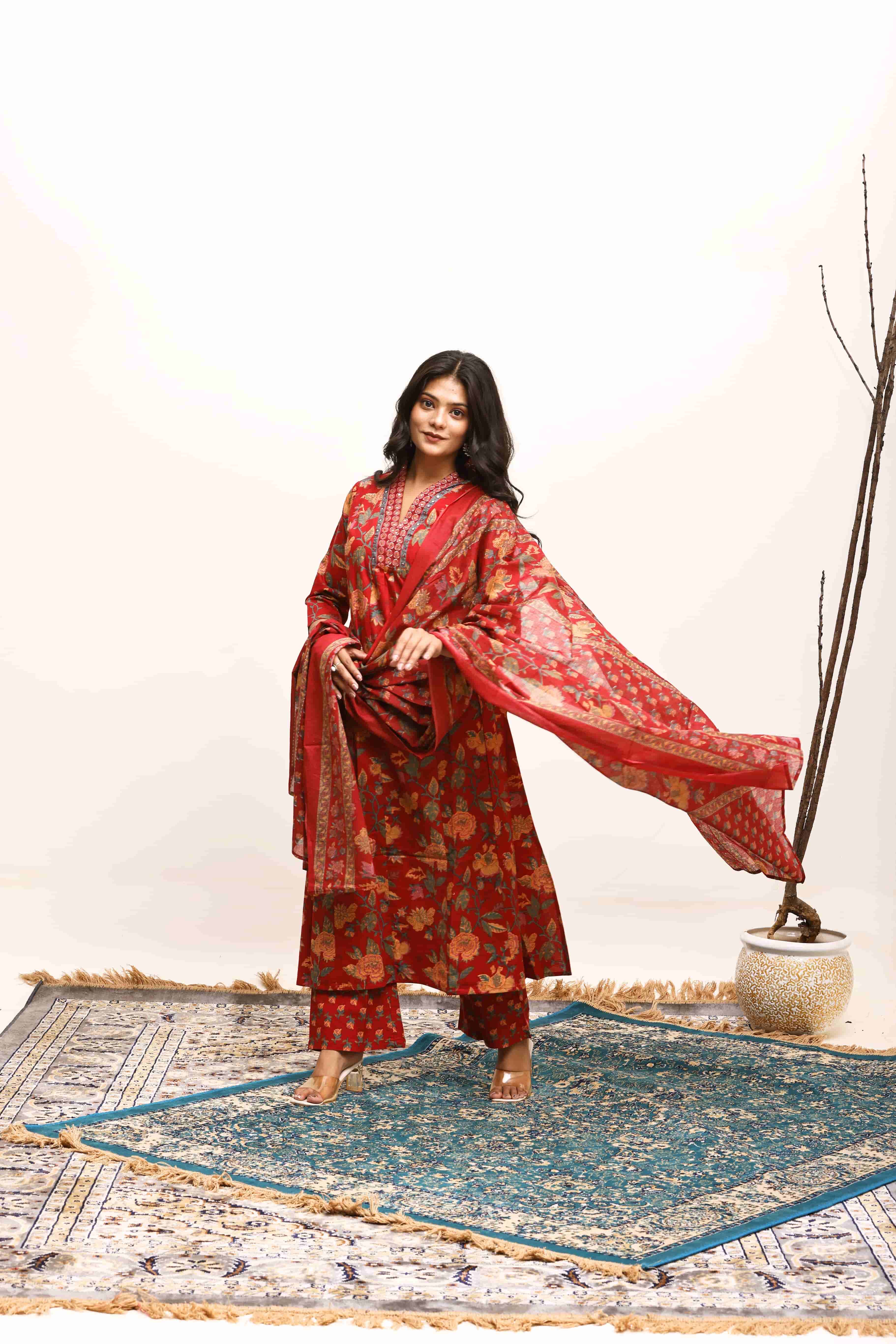 Zehra Russet Bloom Suit Set