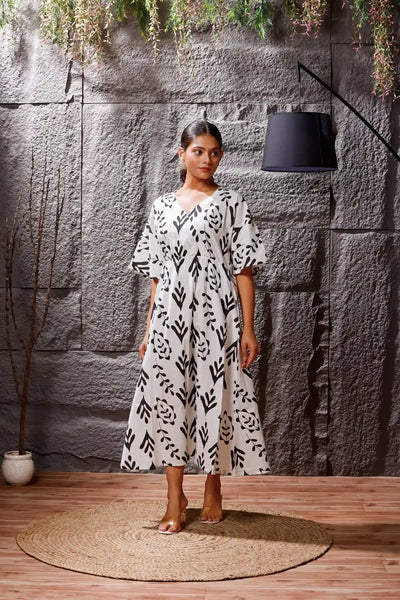 Noir Garden Cotton Dress