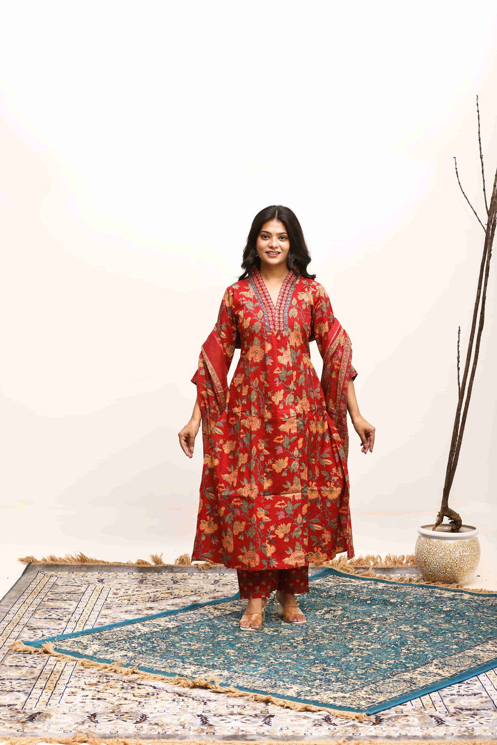 Zehra Russet Bloom Suit Set
