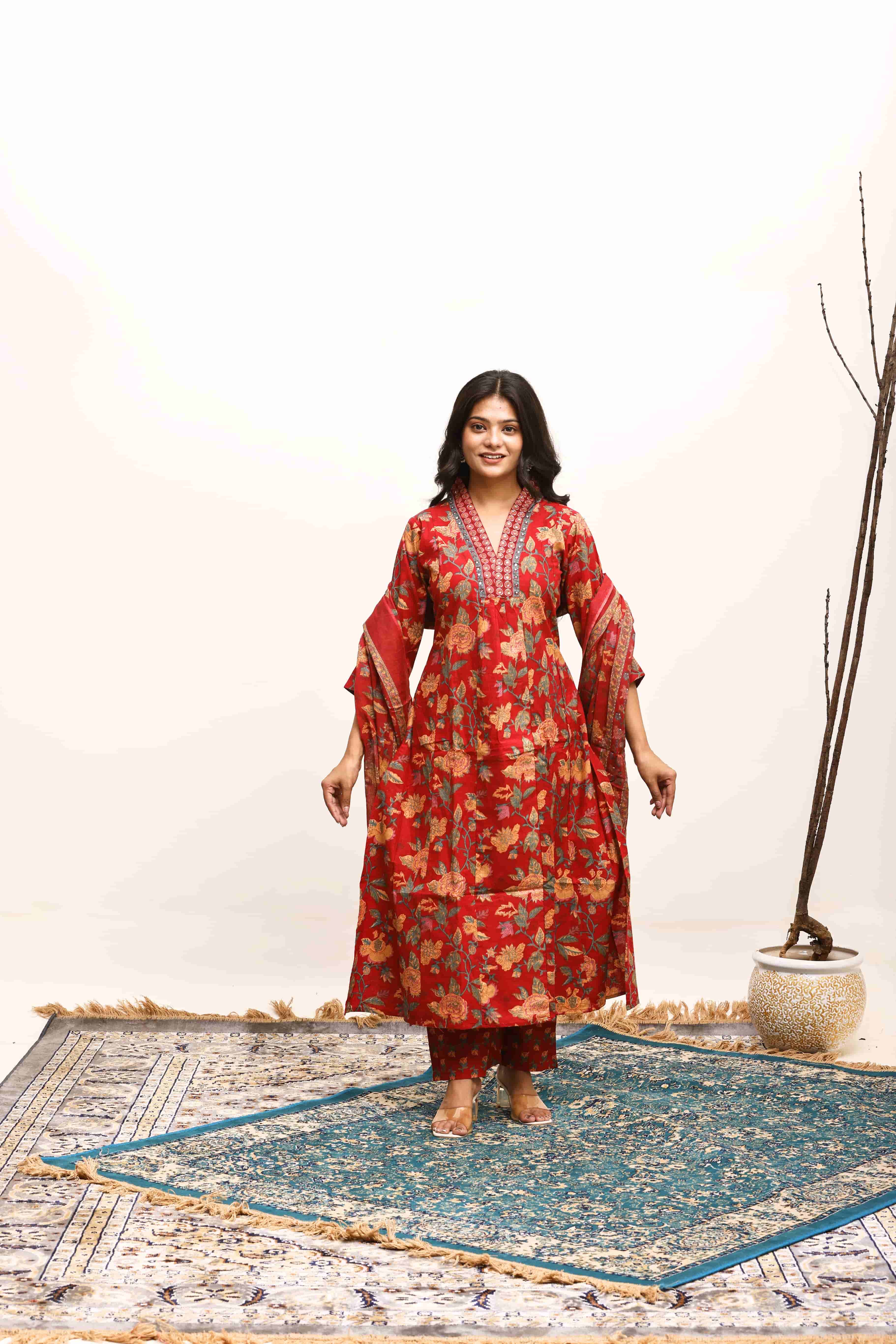 Zehra Russet Bloom Suit Set