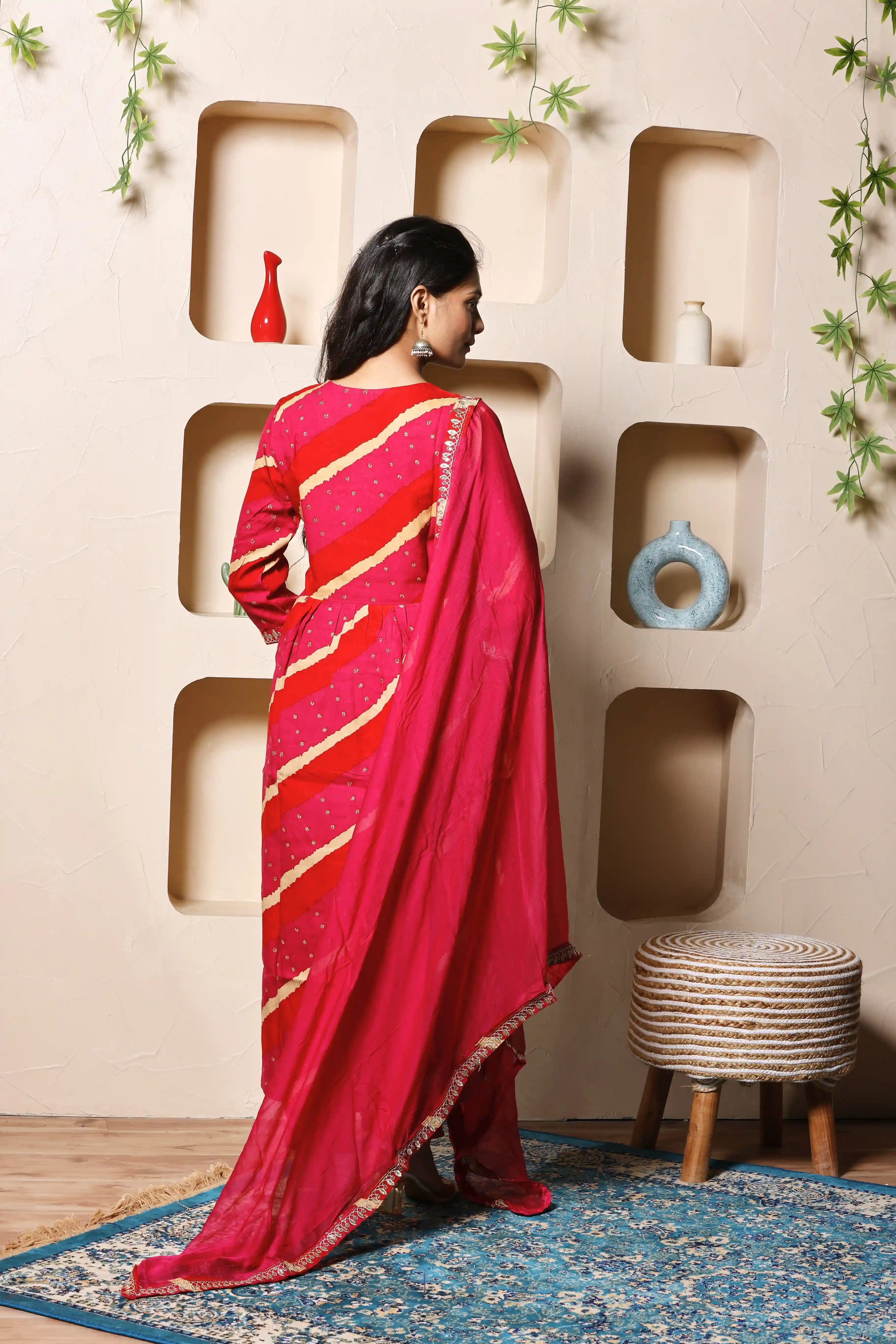 Gulnaar Bandhej Suit Set