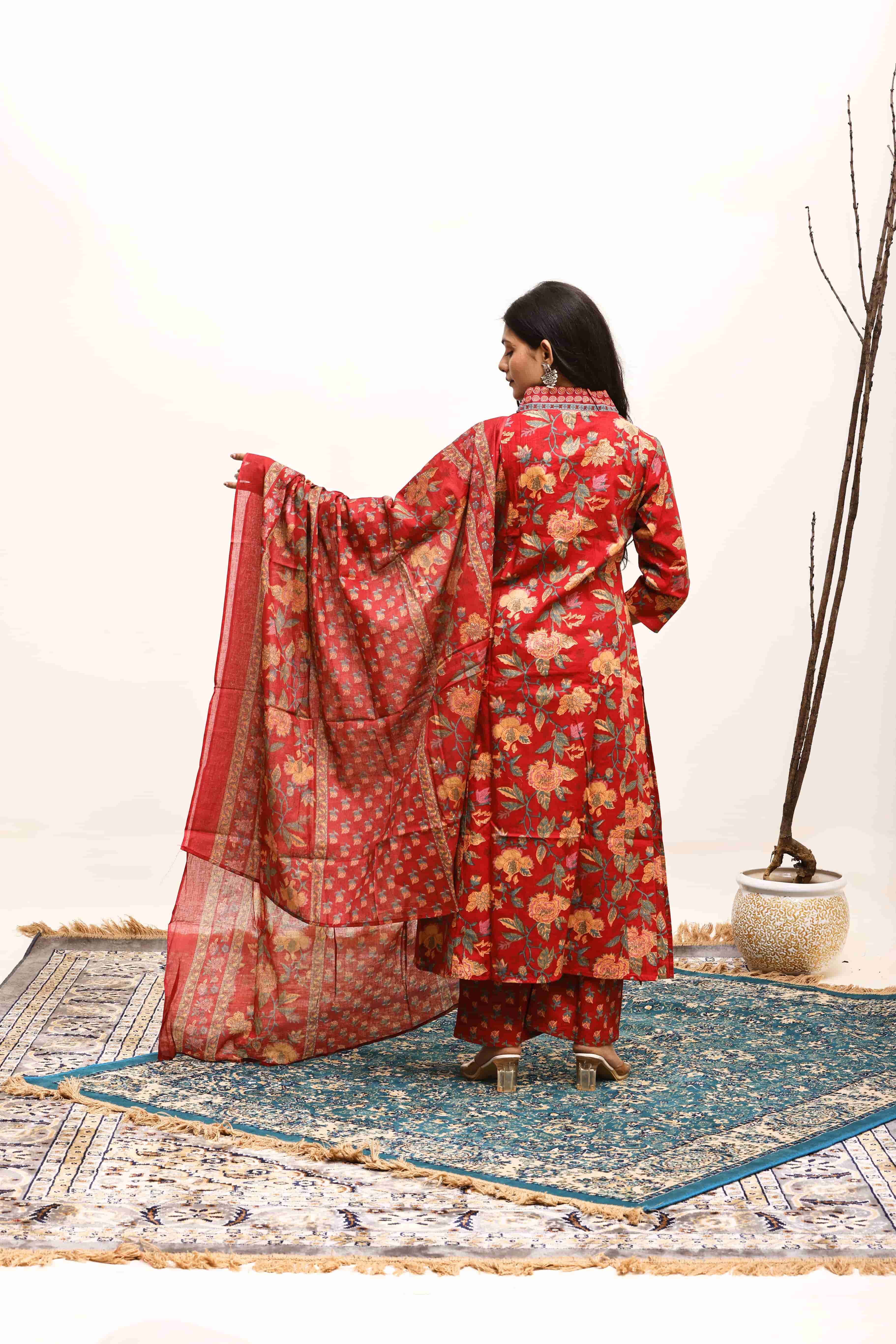 Zehra Russet Bloom Suit Set