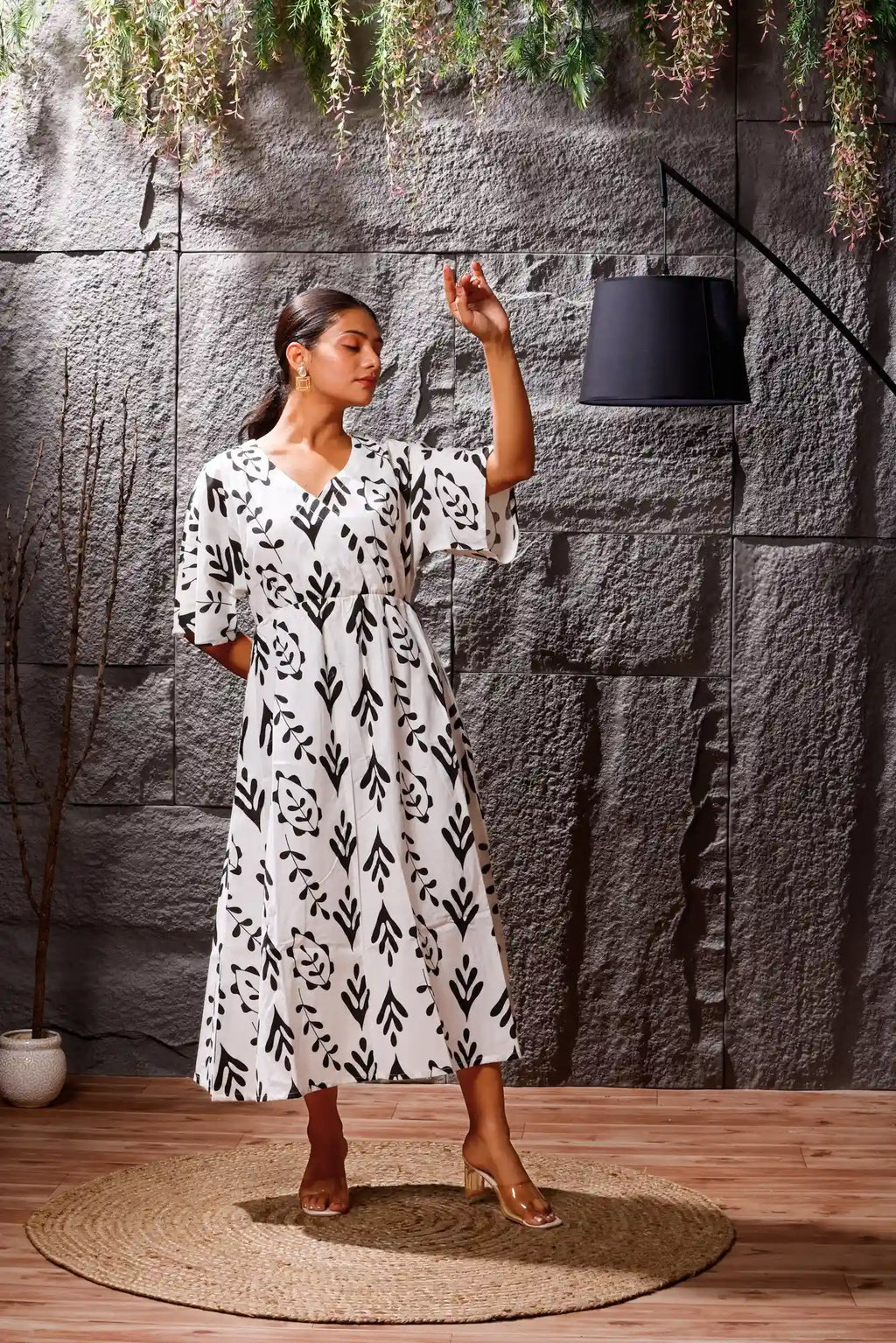 Noir Garden Cotton Dress