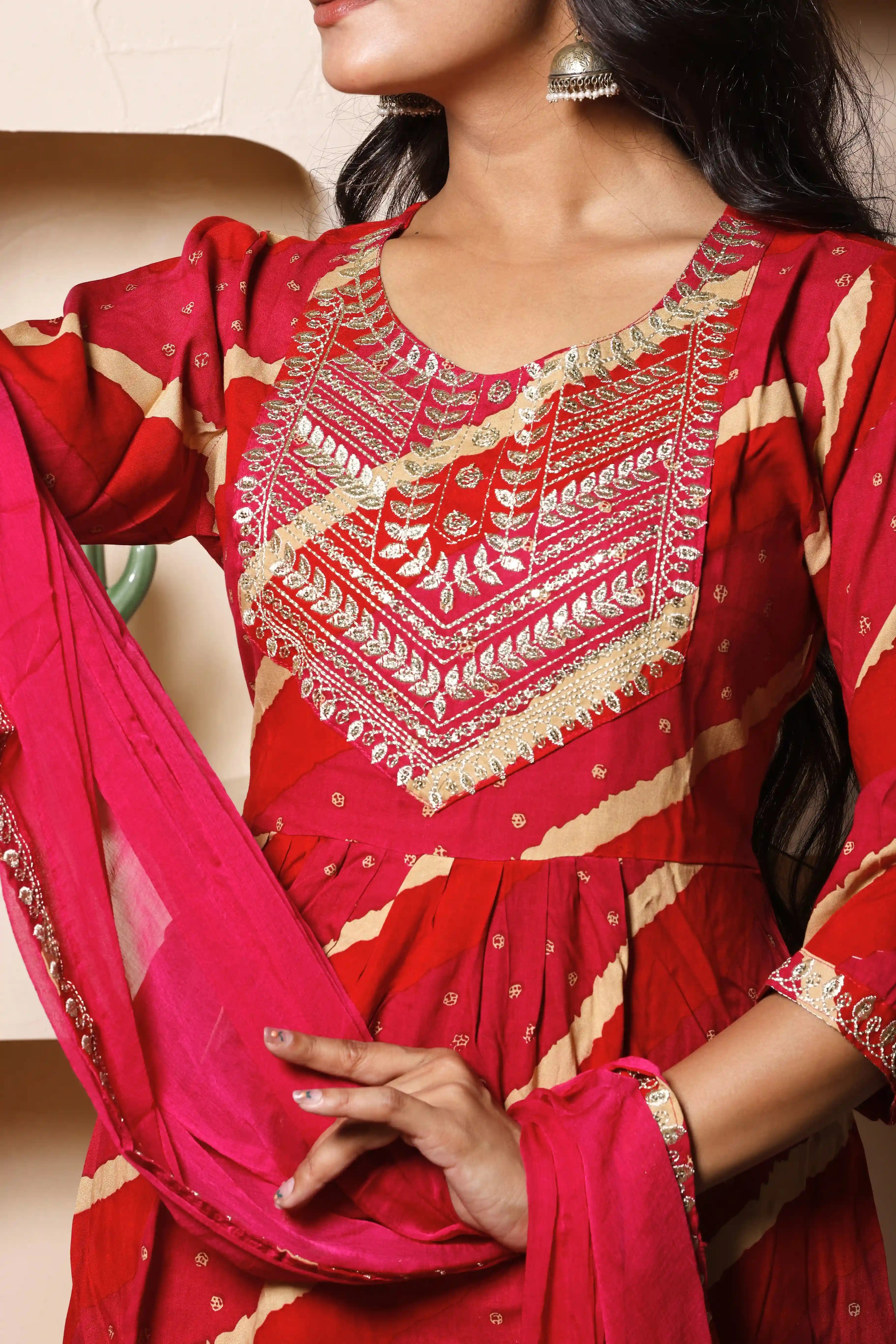 Gulnaar Bandhej Suit Set
