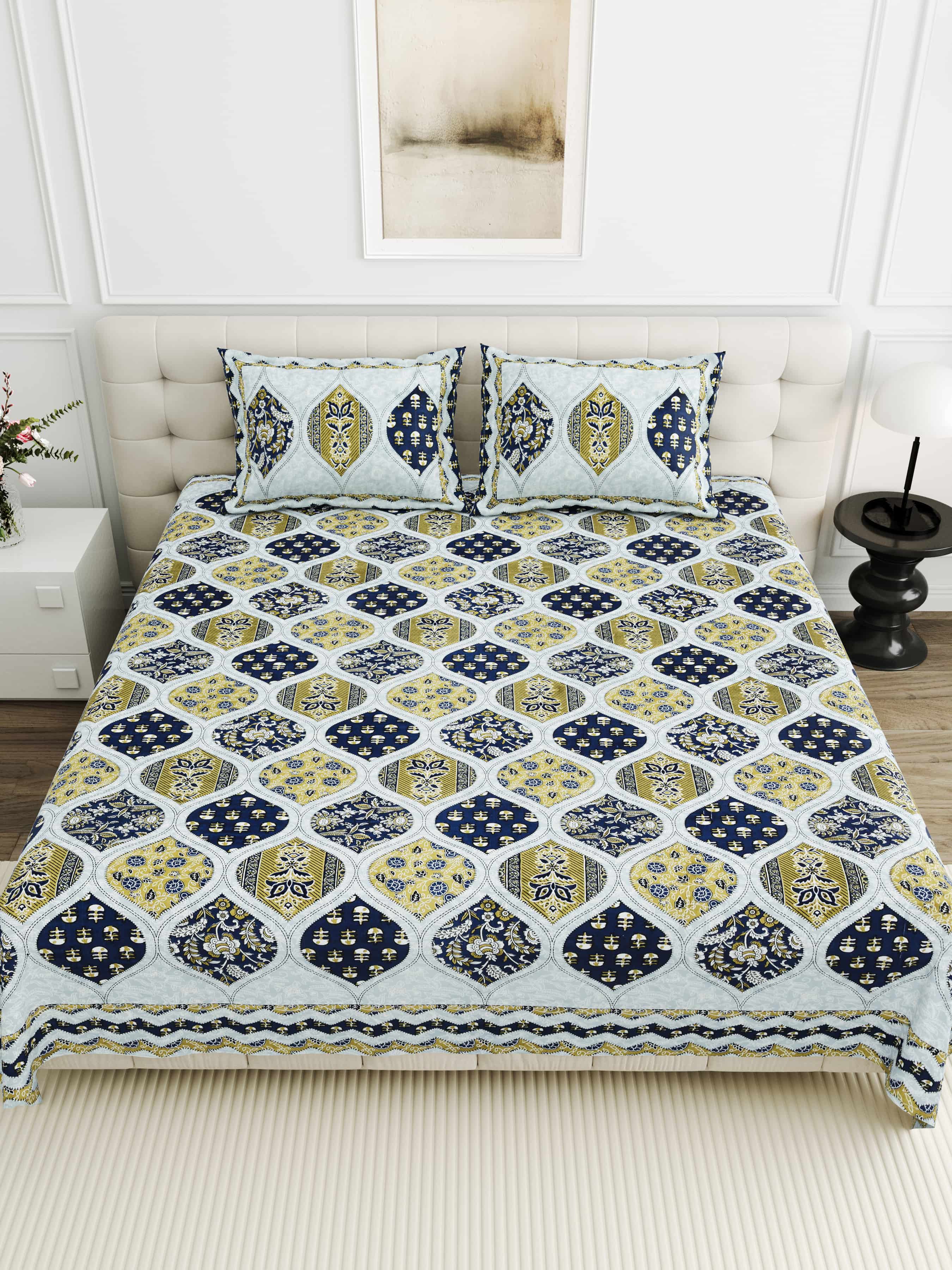95-108 Viscose Savera Collection Double Bedsheet – Artistic Patterns, Luxurious Fabric & Everyday Elegance