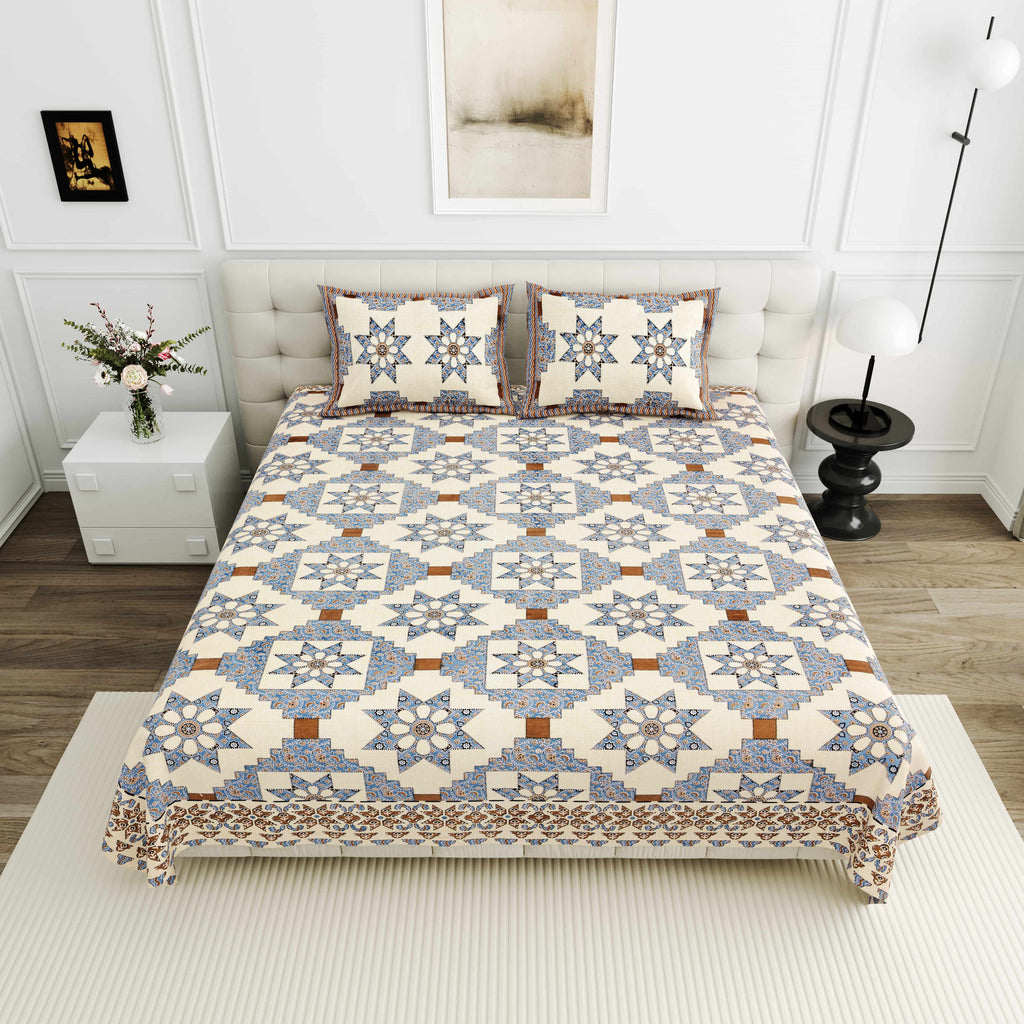 95-108 Viscose Savera Collection Double Bedsheet – Elegant Motifs, Premium Fabric & Lasting Comfort