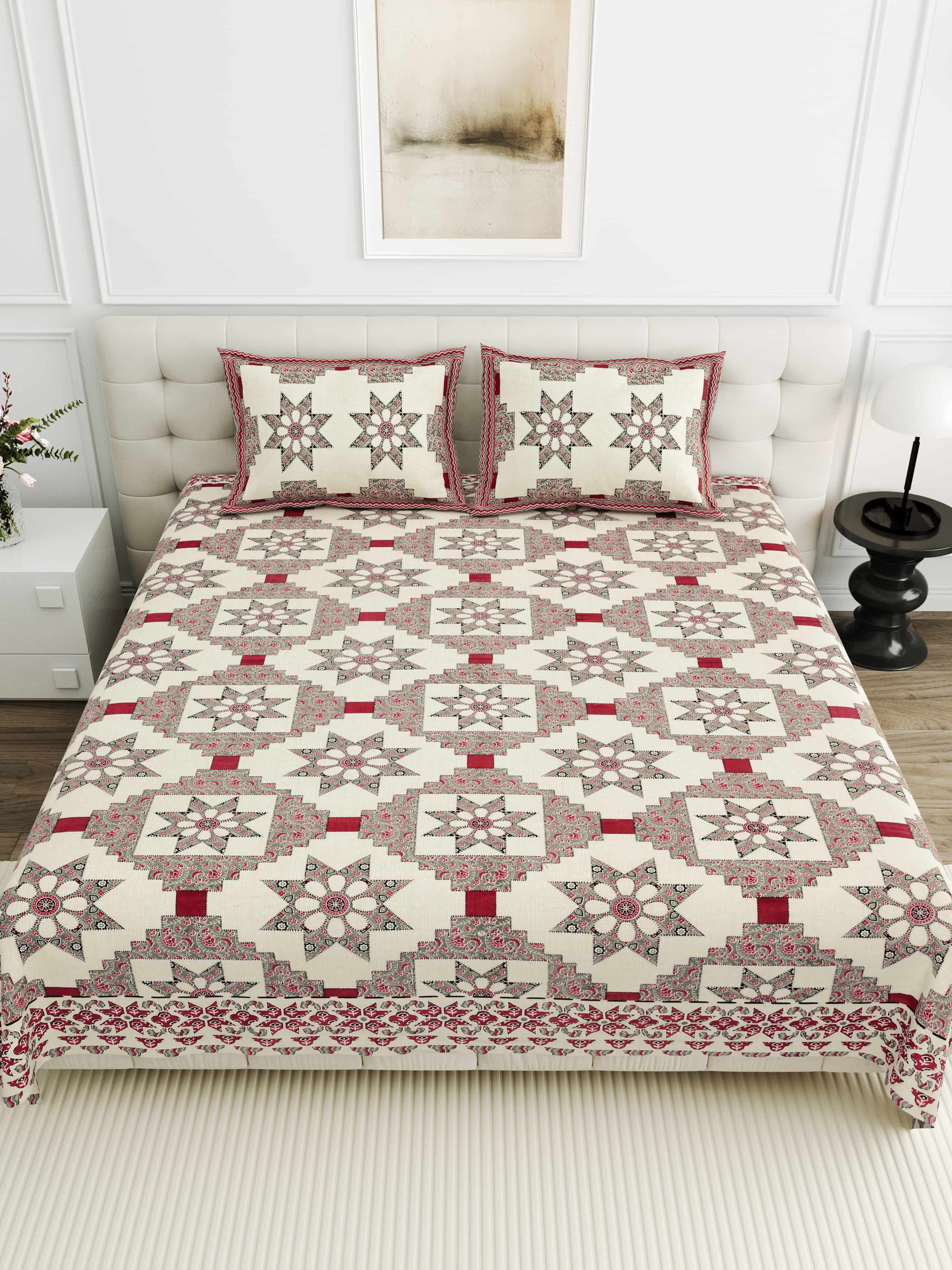 95-108 Viscose Savera Collection Double Bedsheet – Elegant Motifs, Premium Fabric & Lasting Comfort