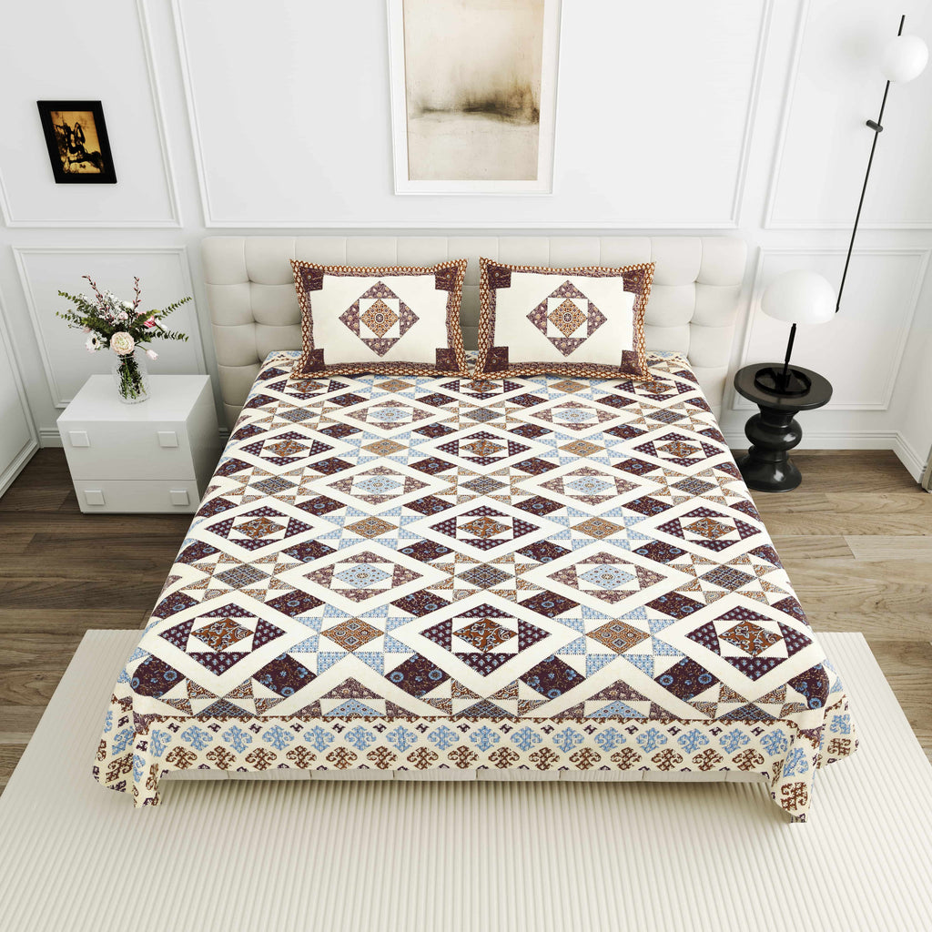 Luxurious Double Bedsheet – 95-108 Viscose Savera Collection with Elegant Traditional Motifs