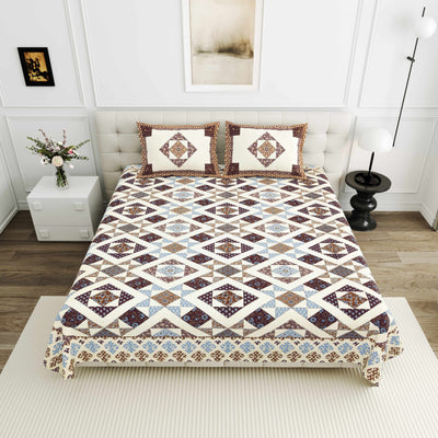 Luxurious Double Bedsheet – 95-108 Viscose Savera Collection with Elegant Traditional Motifs