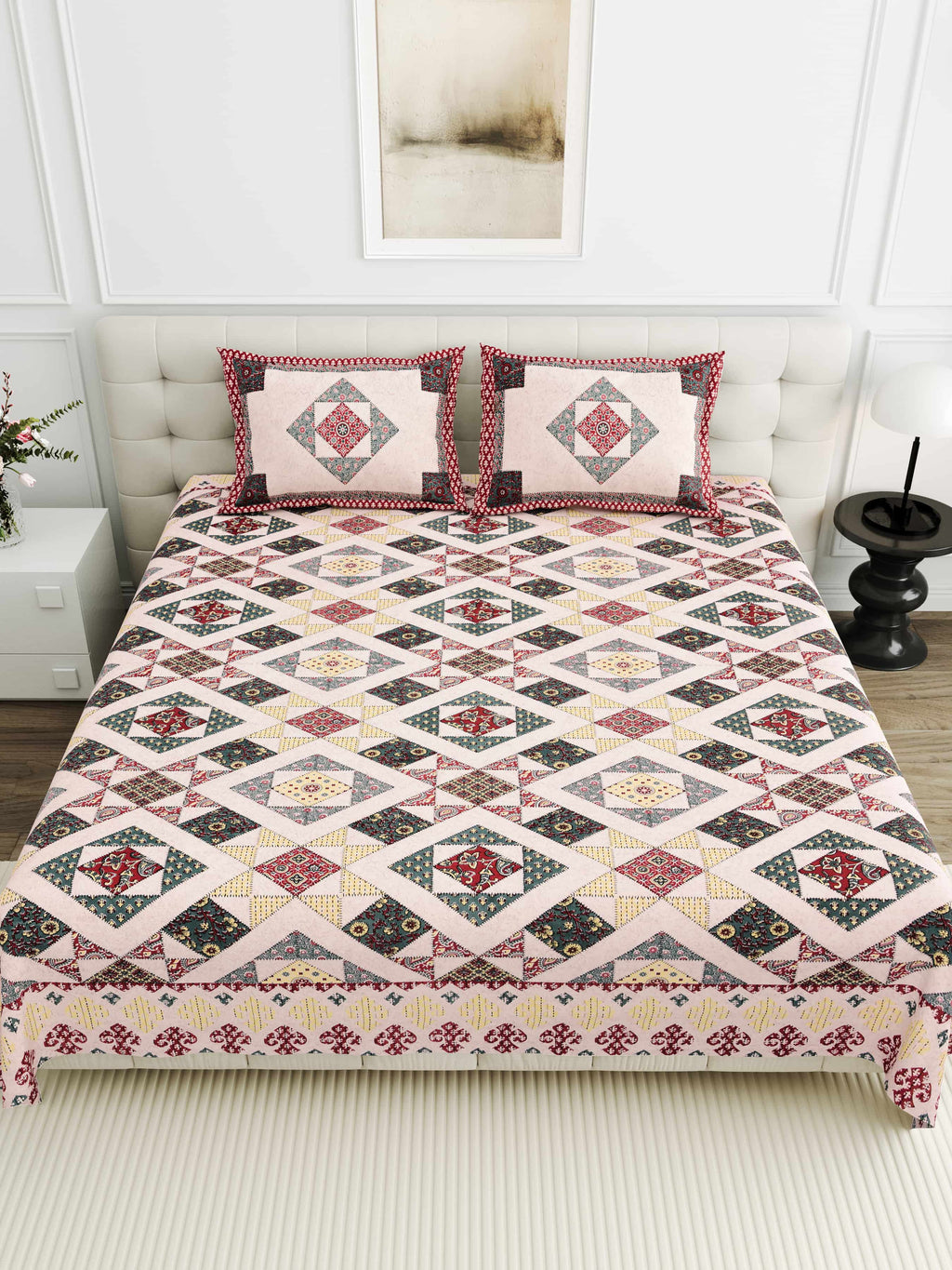 Luxurious Double Bedsheet – 95-108 Viscose Savera Collection with Elegant Traditional Motifs